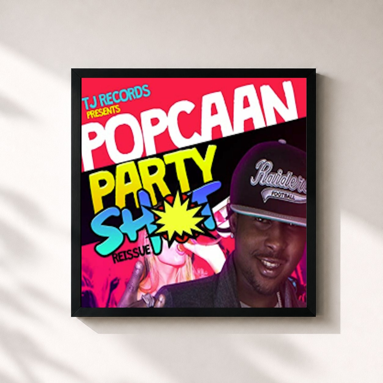 #noir Tableau carré de l'album Party Shot (Reissue) de Popcaan, cadre noir 32x32 cm
