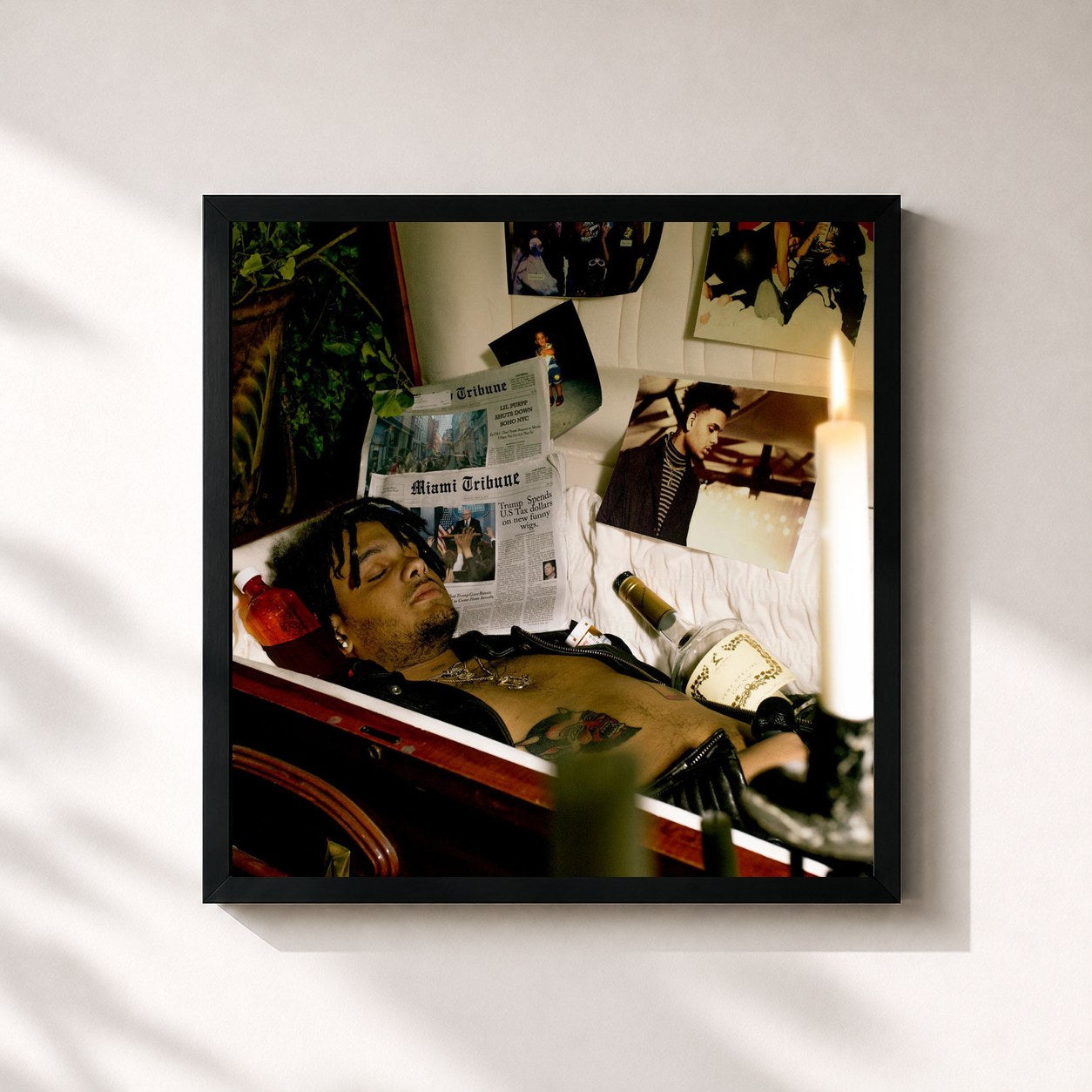 #noir Tableau carré de l'album Deadstar de Smokepurpp, cadre noir 32x32 cm