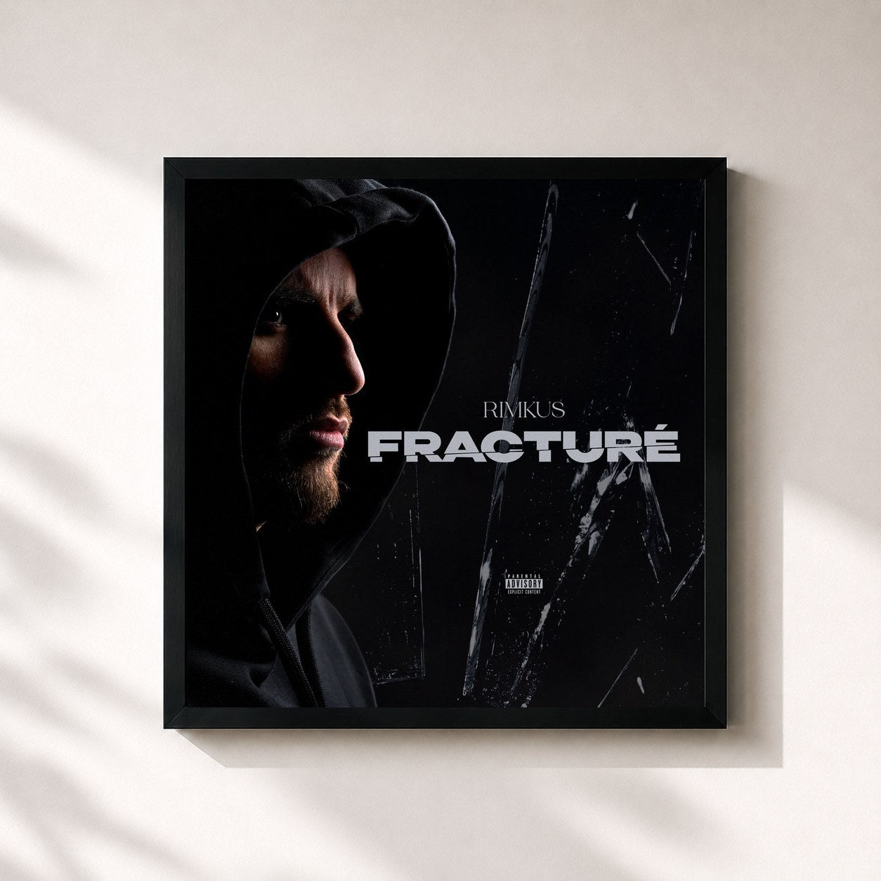#noir Tableau carré de l'album Fracturé de Rimkus, cadre noir 32x32 cm