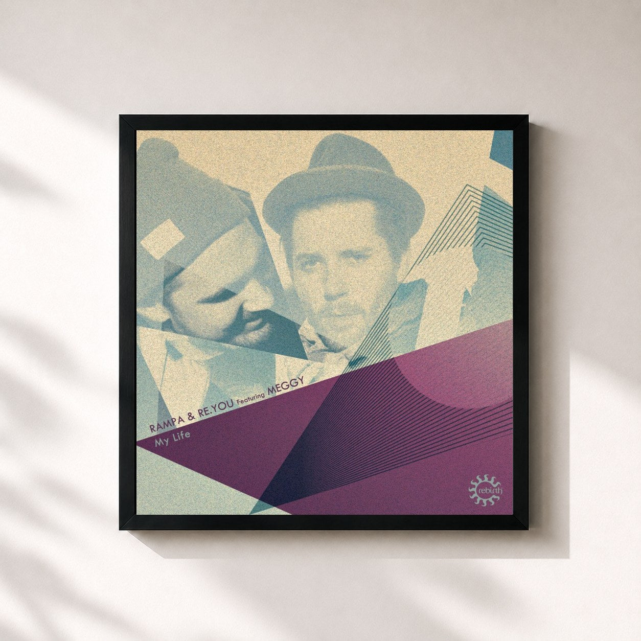 #noir Tableau carré de l'album My Life de Rampa, cadre noir 32x32 cm