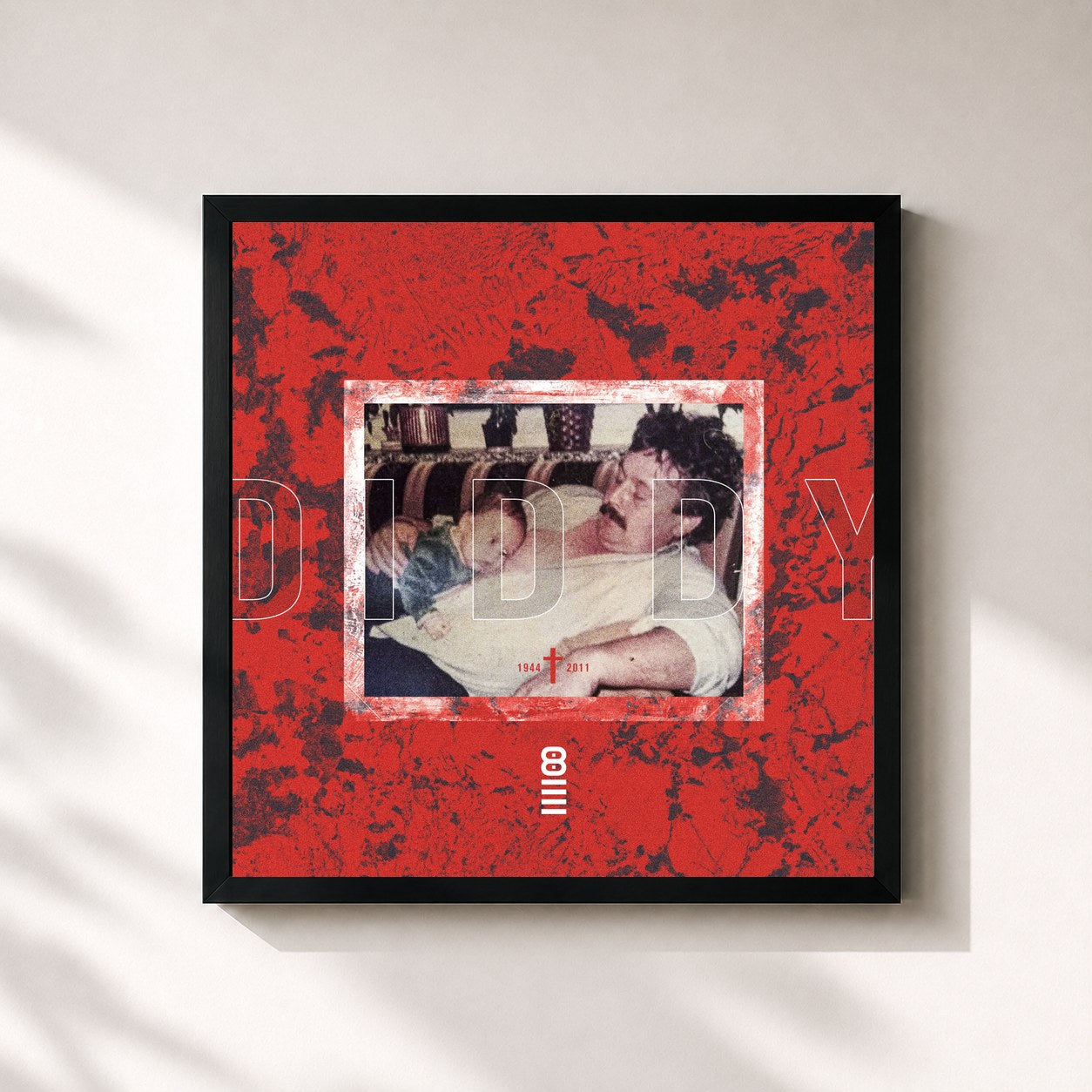#noir Tableau carré de l'album Diddy de AchtVier, cadre noir 32x32 cm