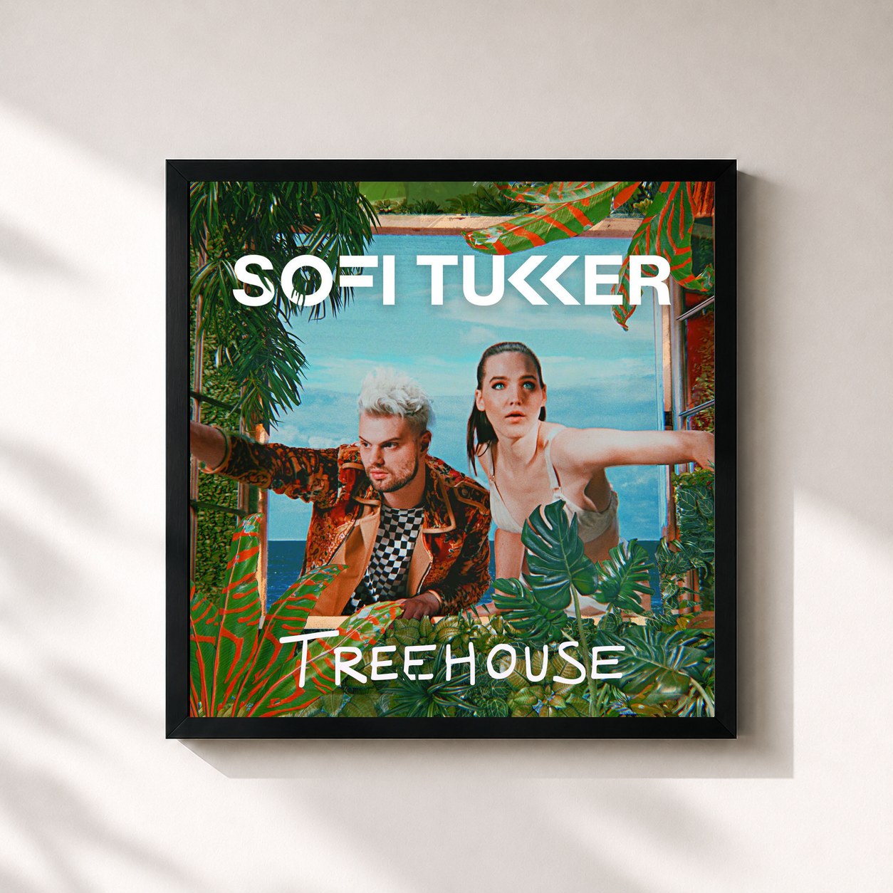 #noir Tableau carré de l'album Treehouse de Sofi Tukker, cadre noir 32x32 cm