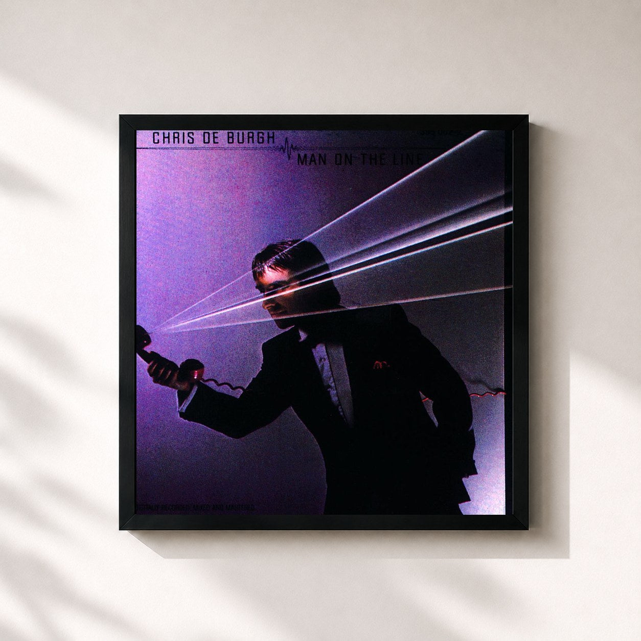 #noir Tableau carré de l'album Man On The Line de Chris de Burgh, cadre noir 32x32 cm