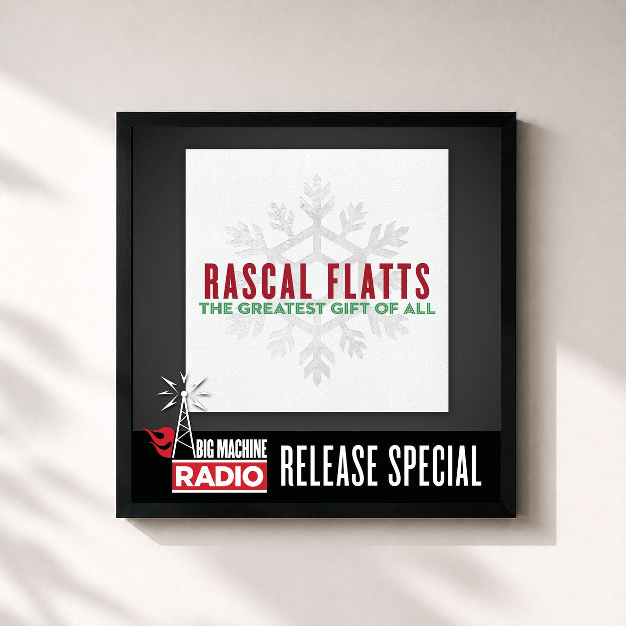 #noir Tableau carré de l'album The Greatest Gift Of All (Big Machine Radio Release Special) de Rascal Flatts, cadre noir 32x32 cm