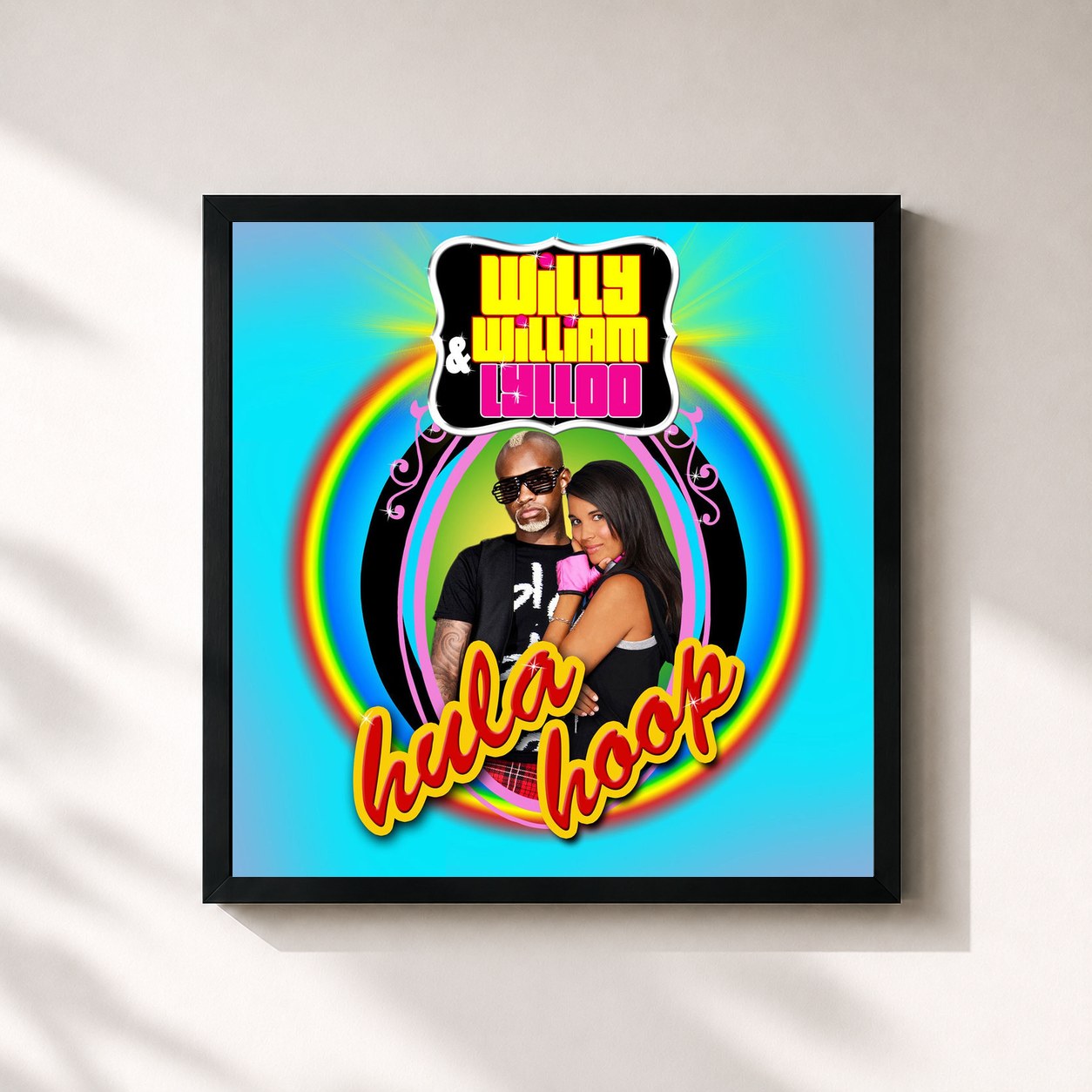 #noir Tableau carré de l'album Hula Hoop de Willy William, cadre noir 32x32 cm