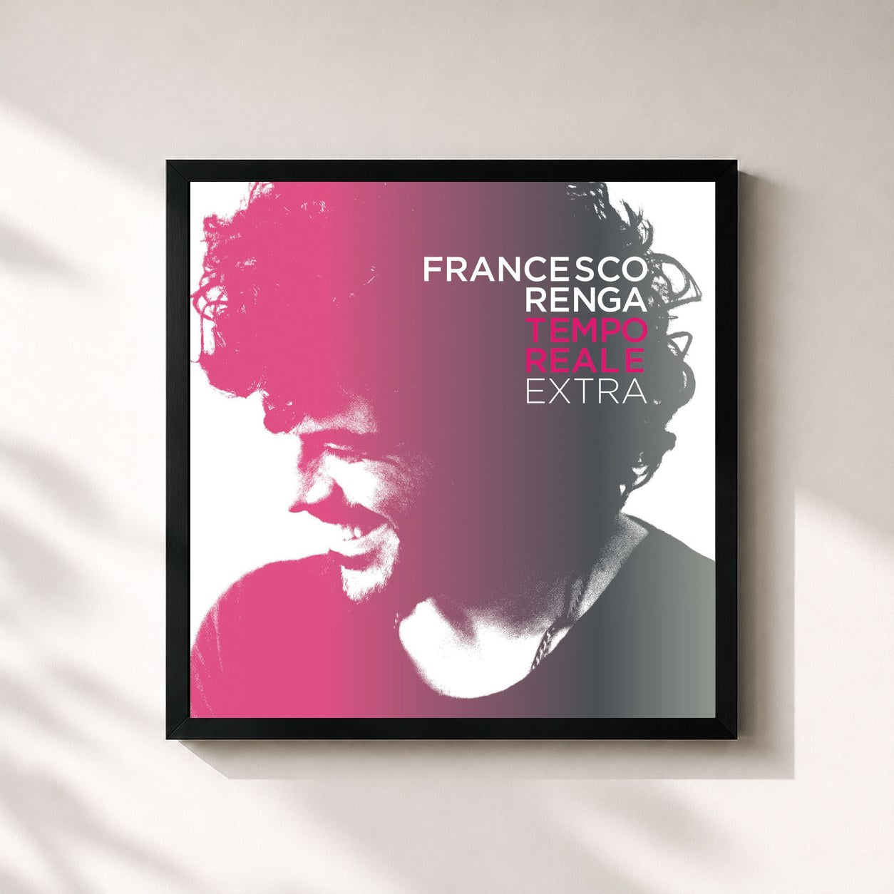 #noir Tableau carré de l'album Tempo Reale Extra de Francesco Renga, cadre noir 32x32 cm