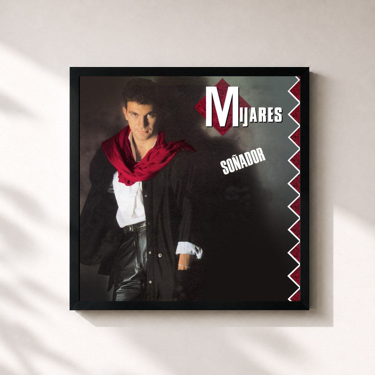 #noir Tableau carré de l'album Soñador de Mijares, cadre noir 32x32 cm