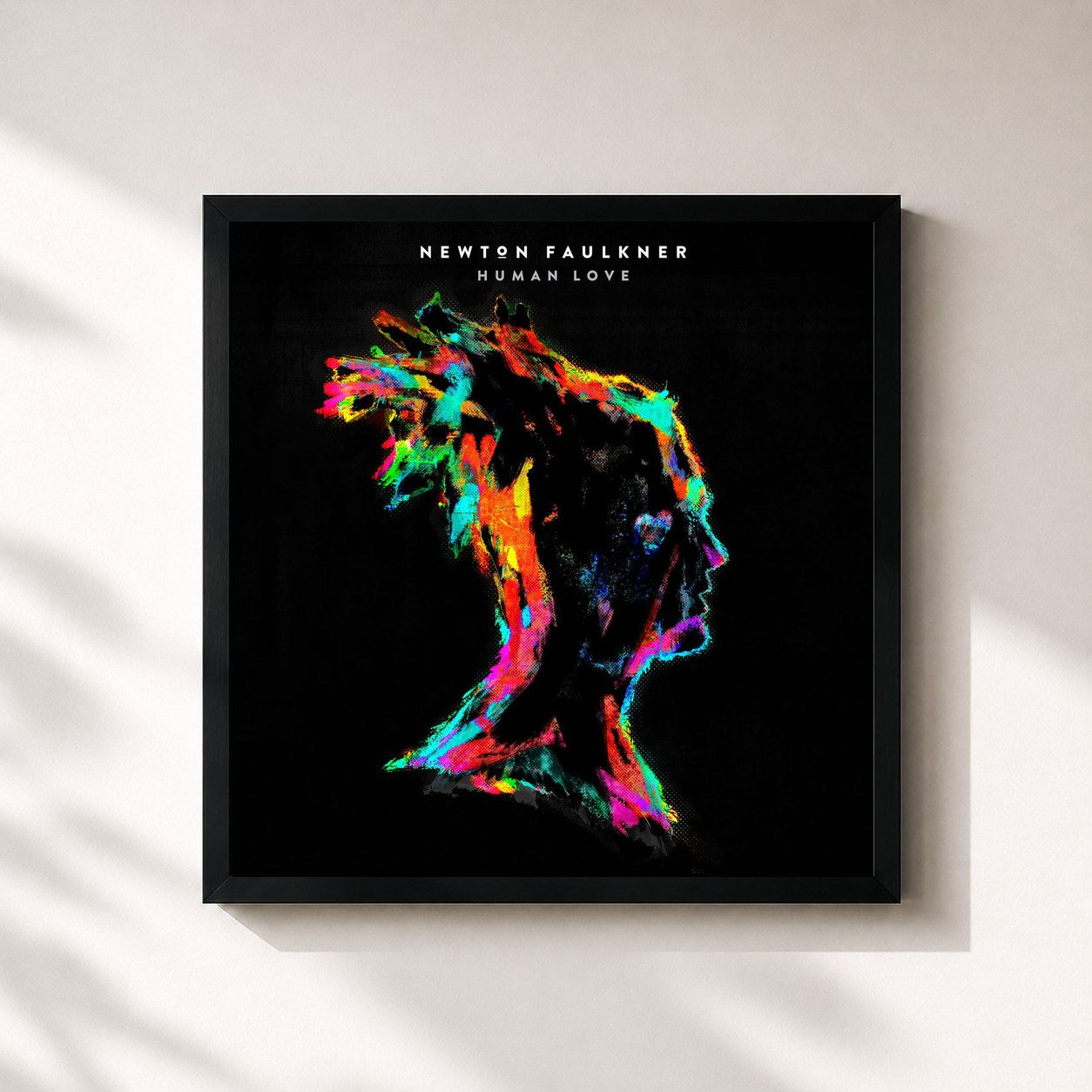 #noir Tableau carré de l'album Human Love (Deluxe Edition) de Newton Faulkner, cadre noir 32x32 cm