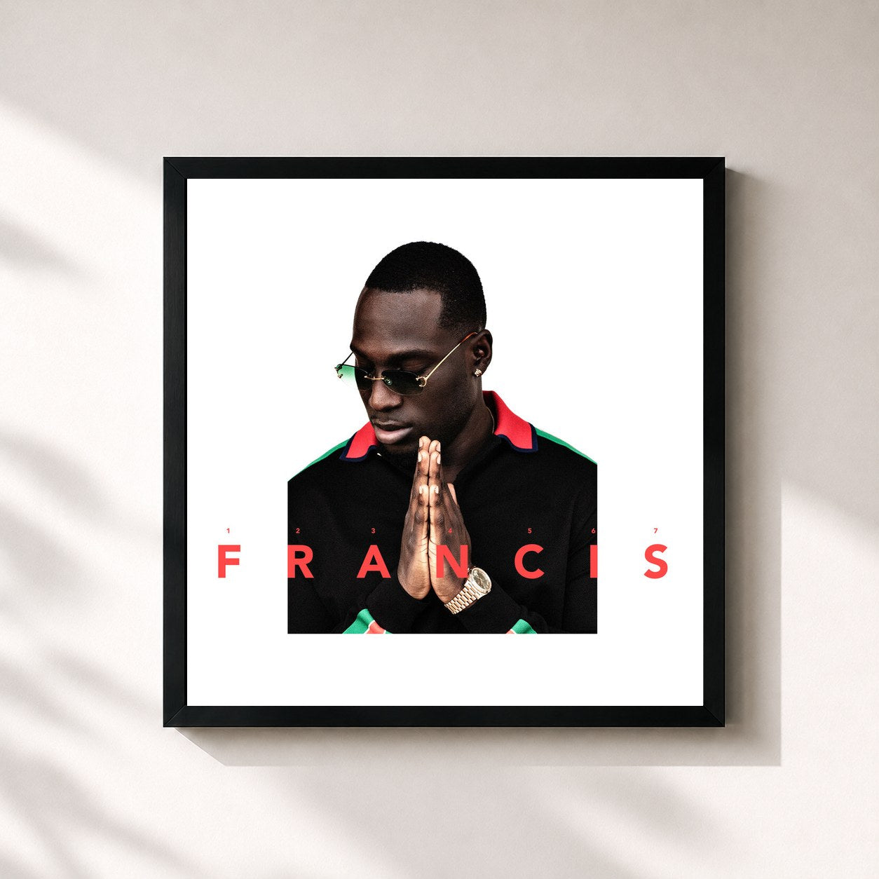 #noir Tableau carré de l'album Francis (Deluxe) de Frenna, cadre noir 32x32 cm