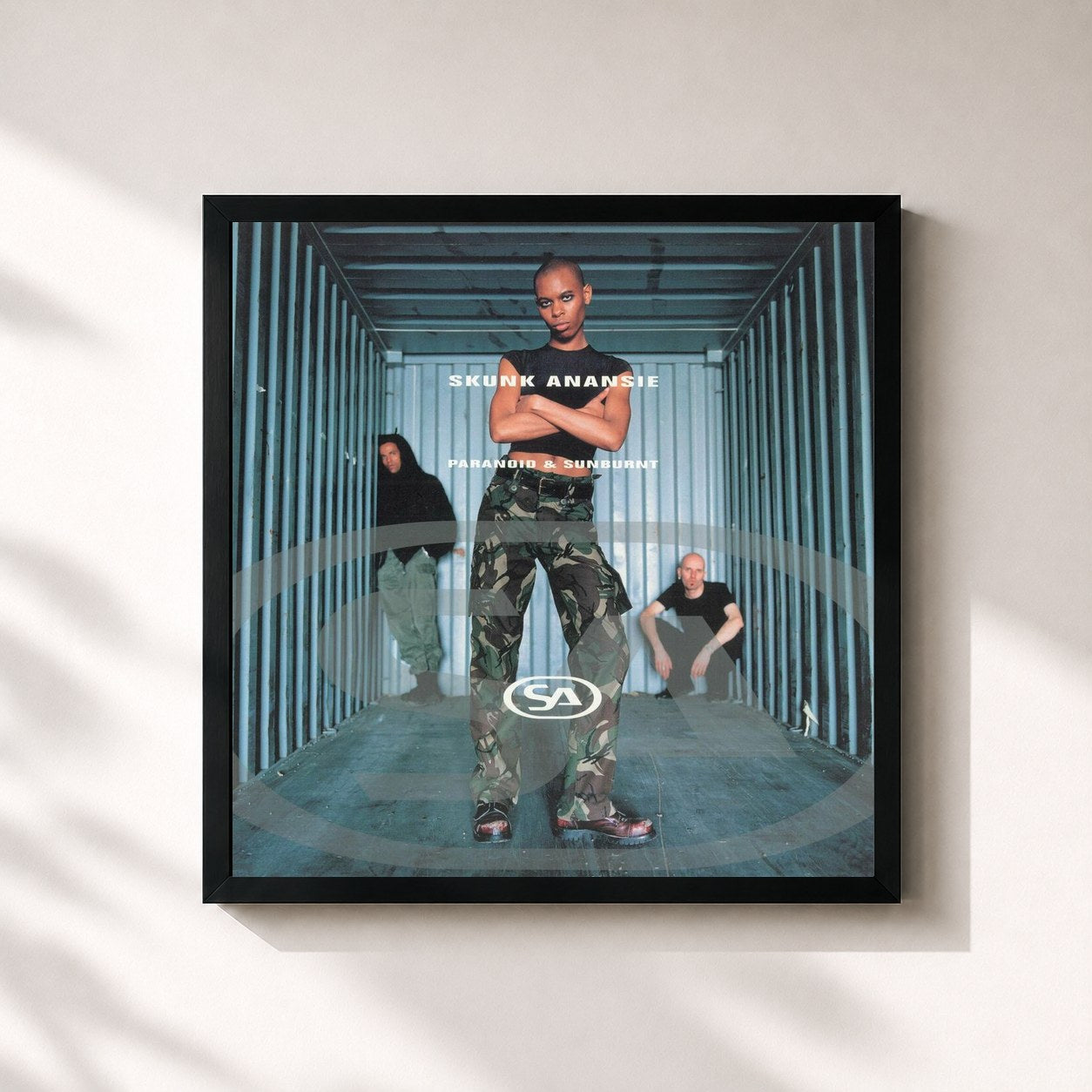 #noir Tableau carré de l'album Paranoid & Sunburnt de Skunk Anansie, cadre noir 32x32 cm