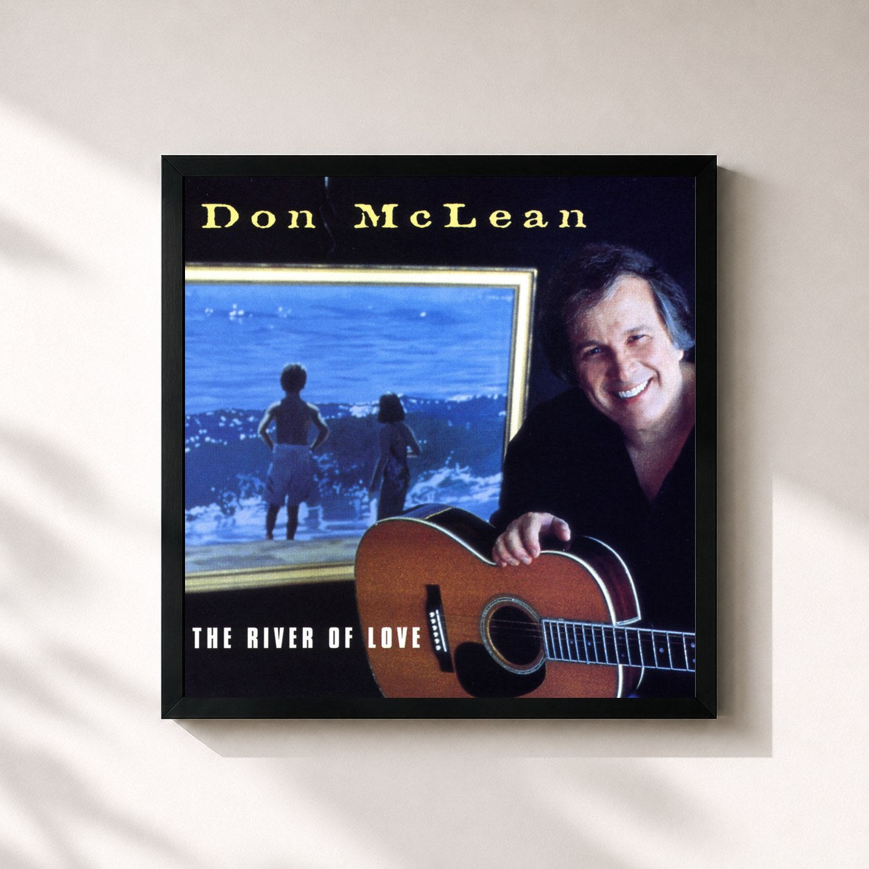 #noir Tableau carré de l'album The River Of Love de Don McLean, cadre noir 32x32 cm