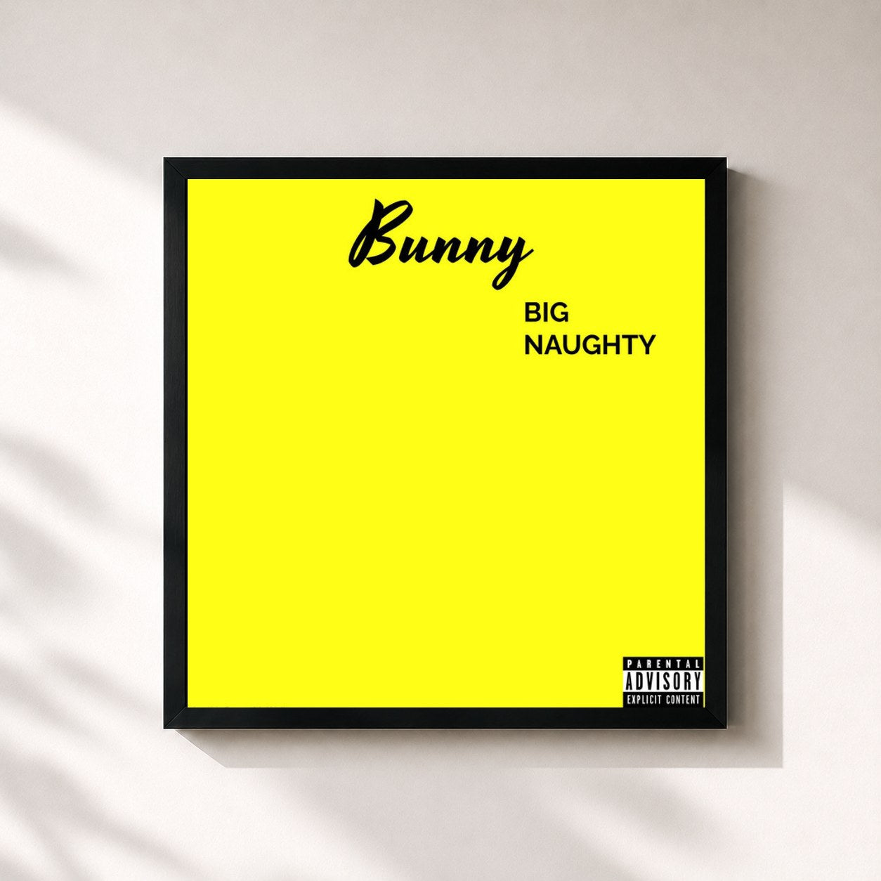 #noir Tableau carré de l'album Bunny de BIG Naughty, cadre noir 32x32 cm