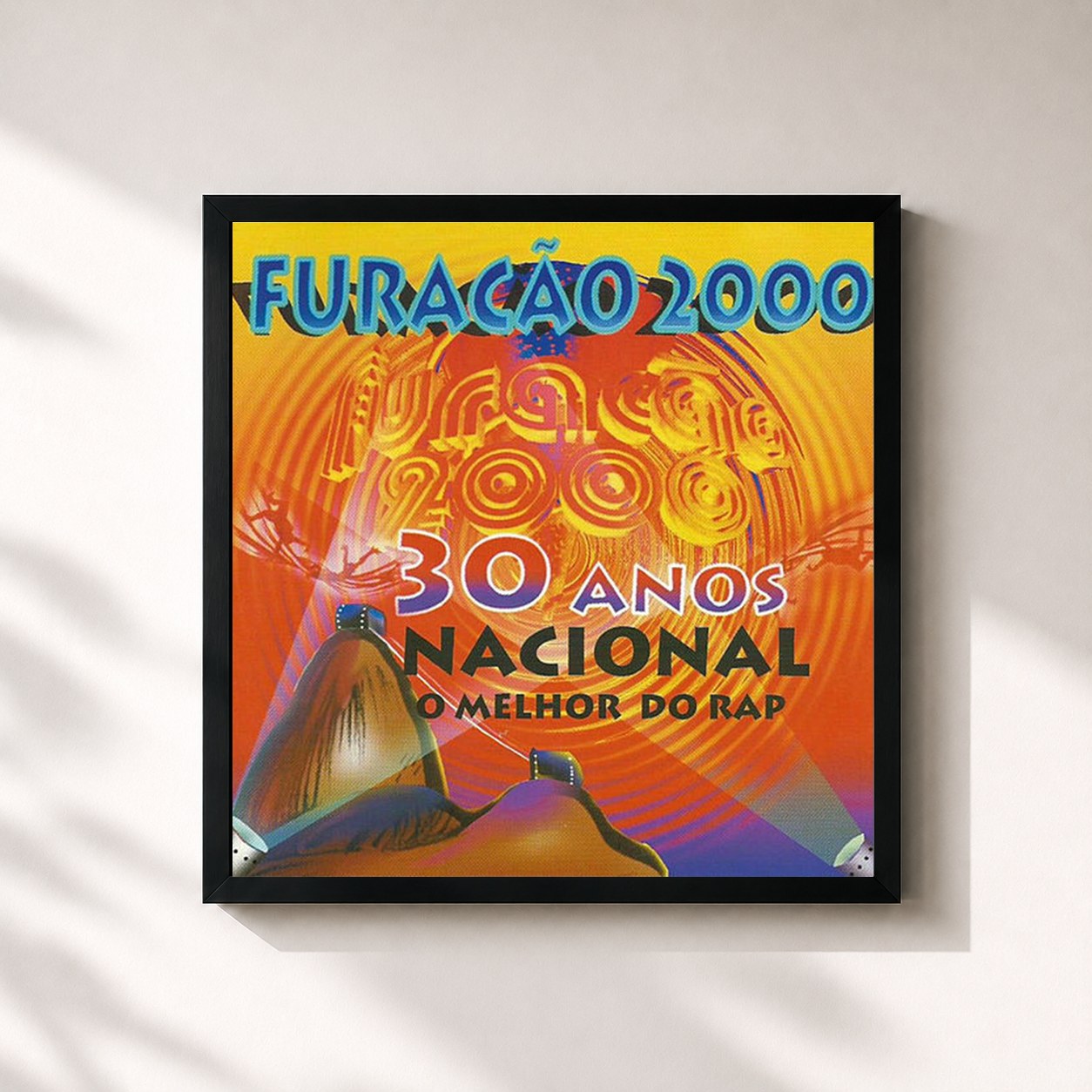#noir Tableau carré de l'album 30 Anos Nacional: O Melhor do Rap de Furacão 2000, cadre noir 32x32 cm