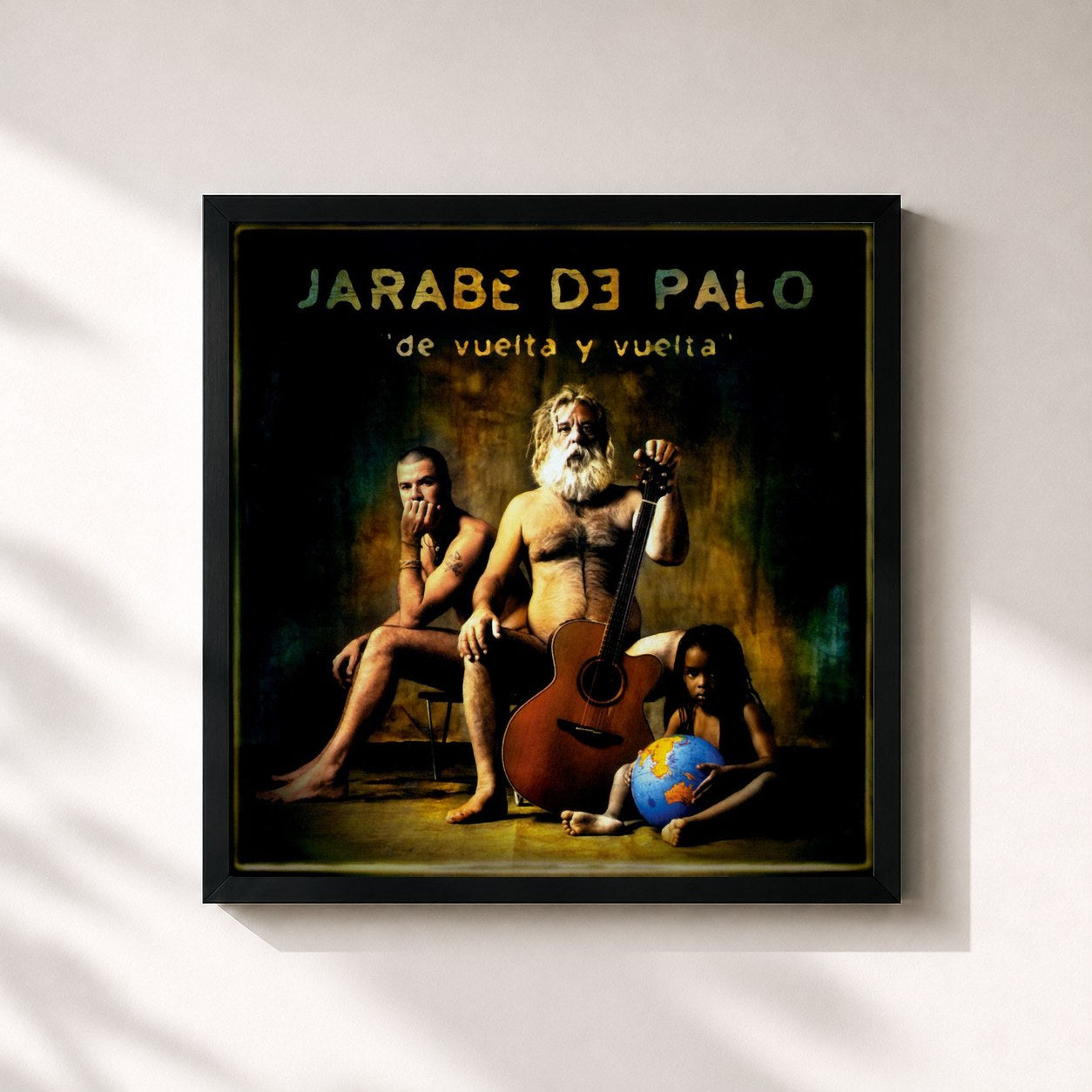 #noir Tableau carré de l'album De Vuelta Y Vuelta de Jarabe de Palo, cadre noir 32x32 cm