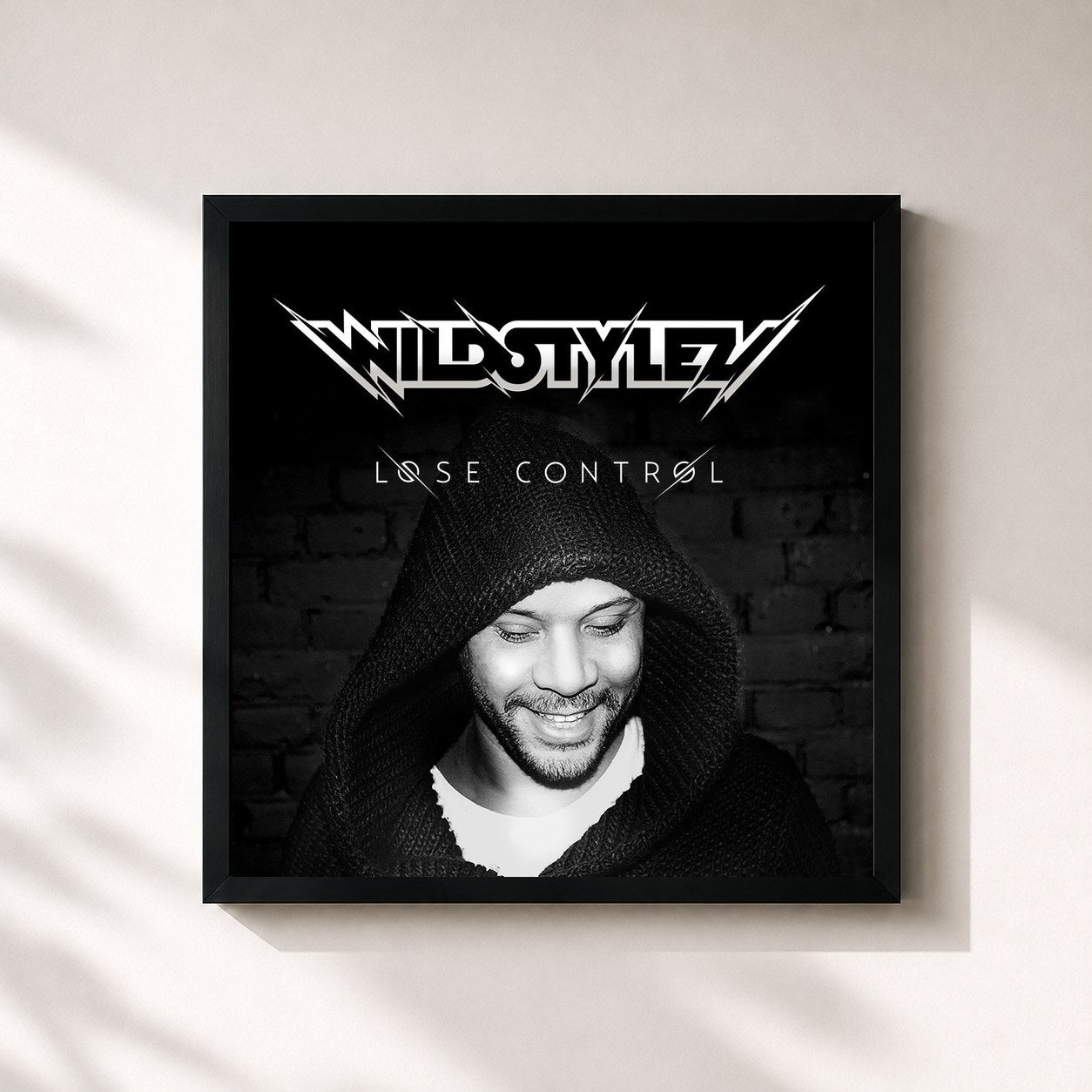 #noir Tableau carré de l'album Lose Control de Wildstylez, cadre noir 32x32 cm
