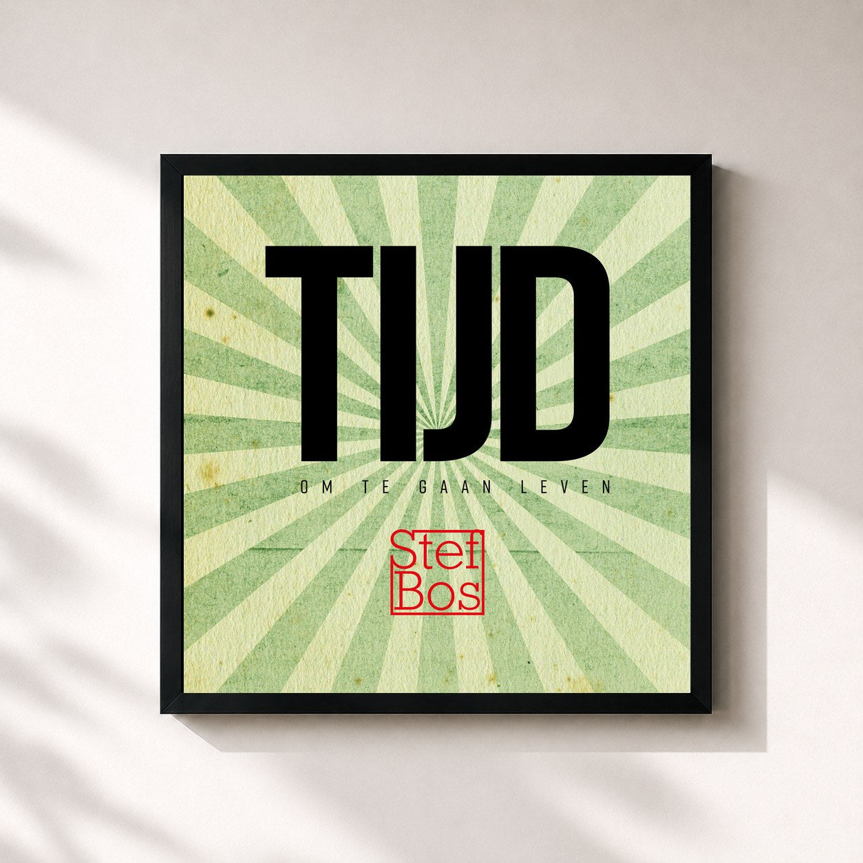 #noir Tableau carré de l'album TIJD Om Te Gaan Leven de Stef Bos, cadre noir 32x32 cm