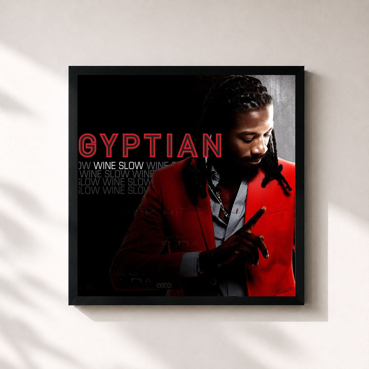 #noir Tableau carré de l'album Wine Slow - EP de Gyptian, cadre noir 32x32 cm
