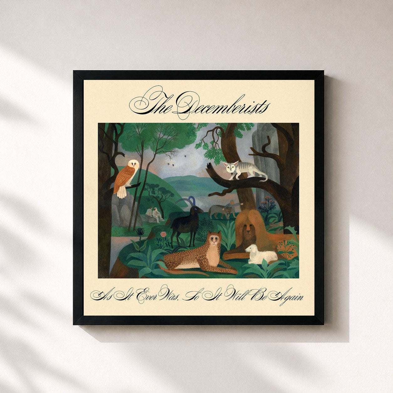 #noir Tableau carré de l'album As It Ever Was, So It Will Be Again de The Decemberists, cadre noir 32x32 cm