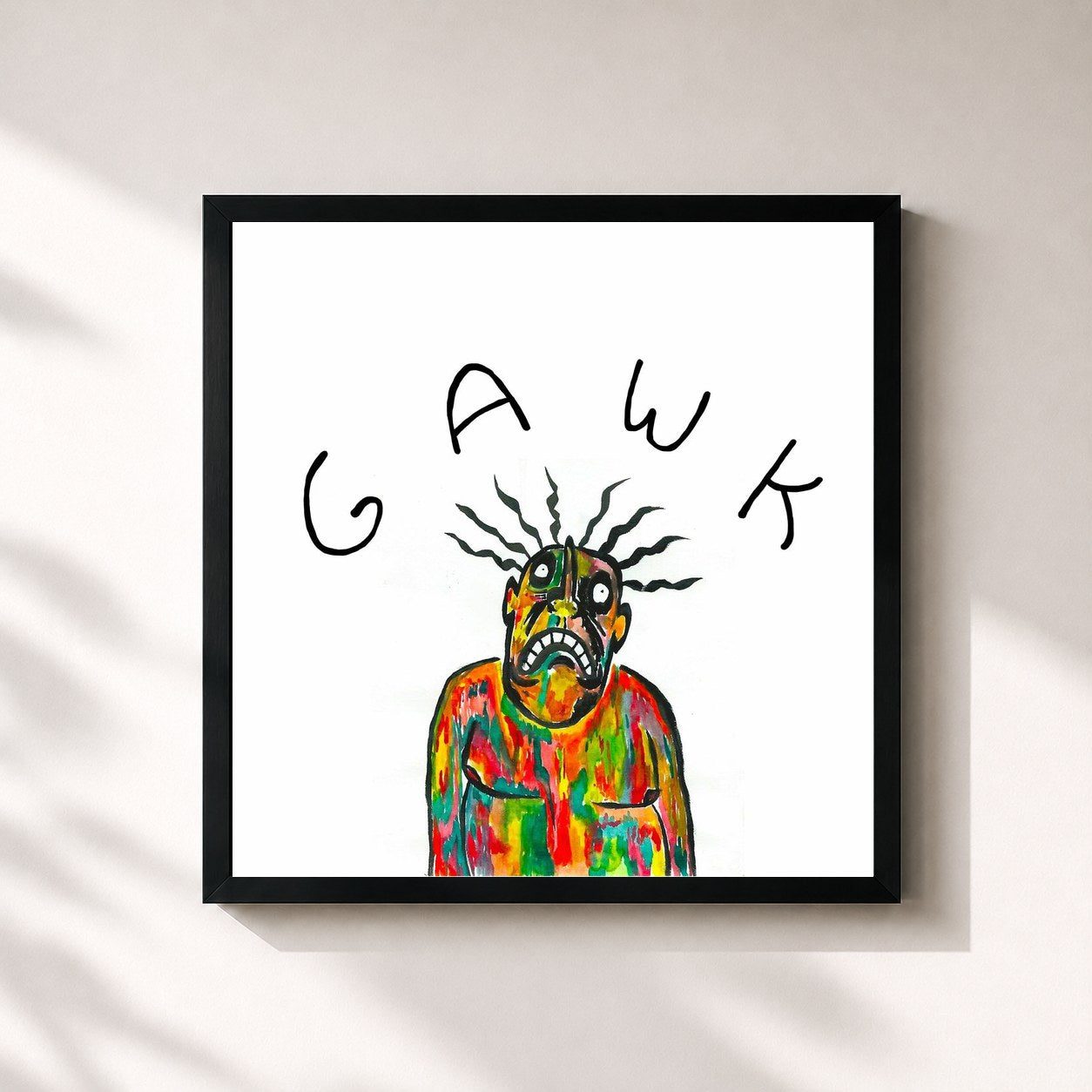 #noir Tableau carré de l'album Gawk de Vundabar, cadre noir 32x32 cm