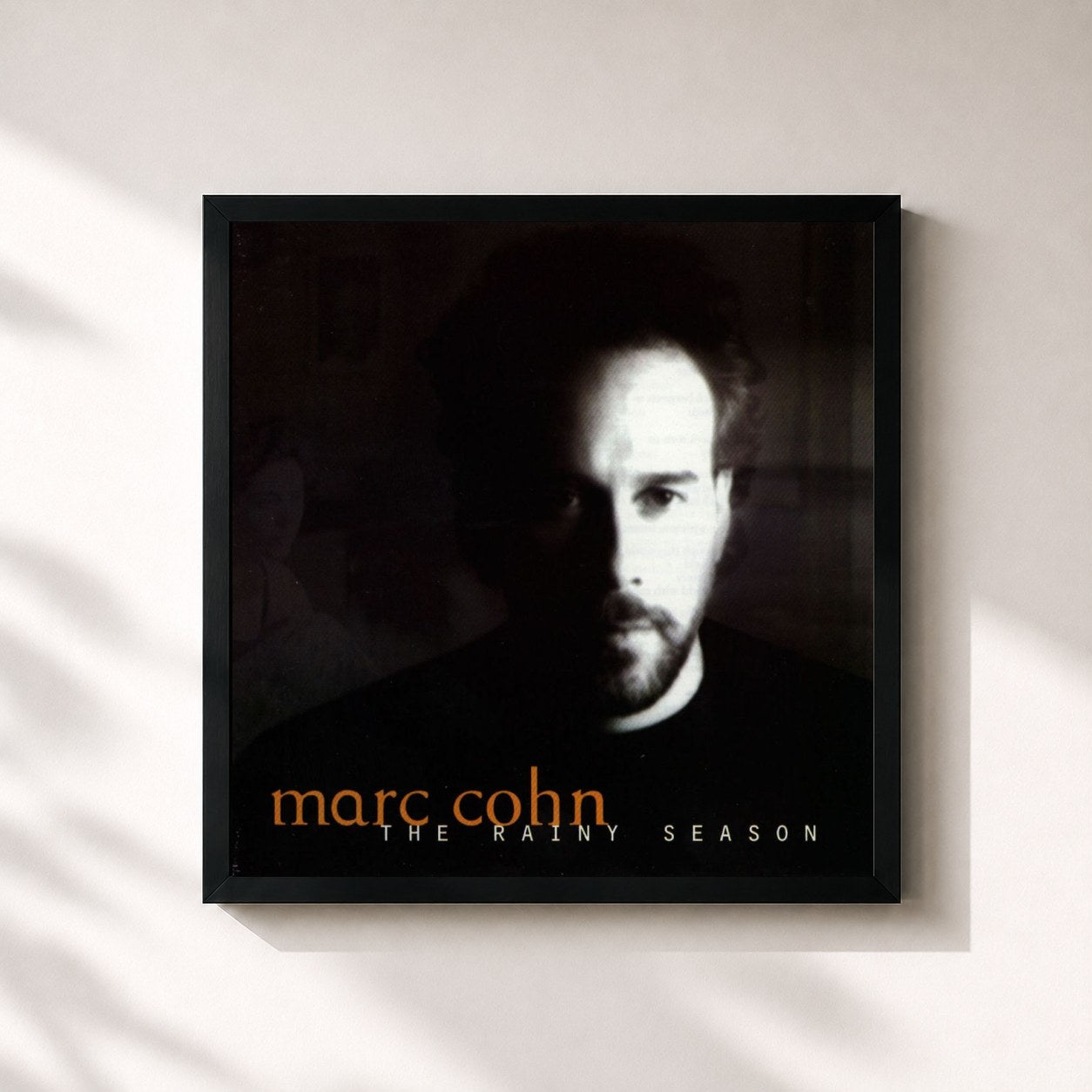 #noir Tableau carré de l'album The Rainy Season de Marc Cohn, cadre noir 32x32 cm