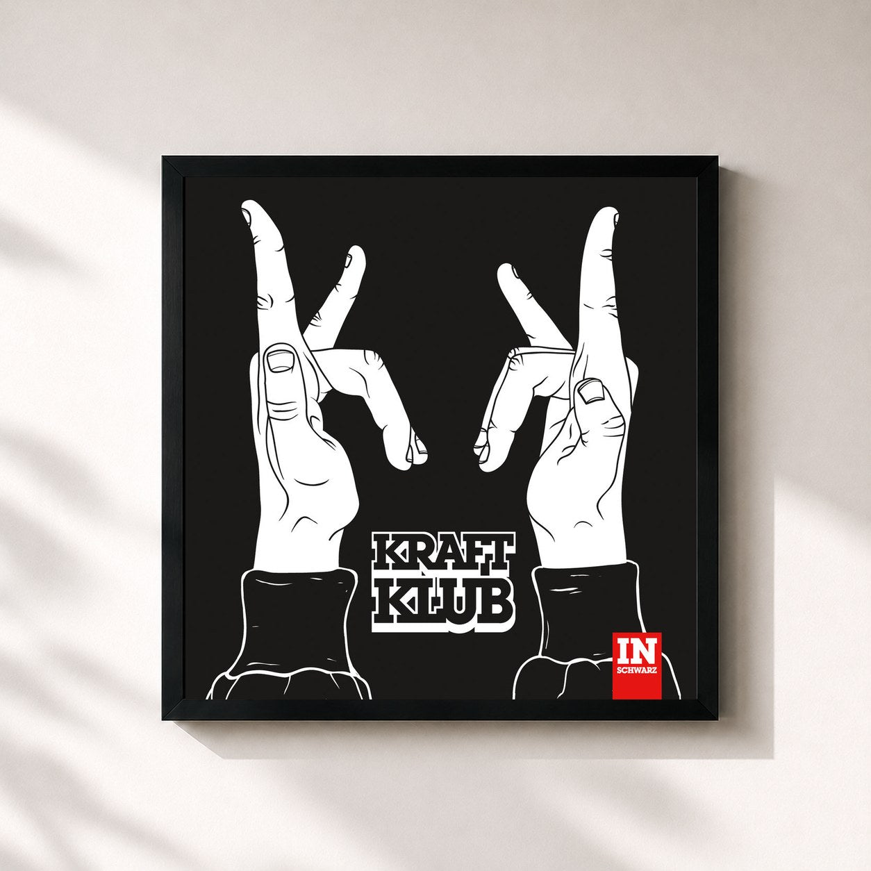 #noir Tableau carré de l'album In Schwarz (Deluxe) de Kraftklub, cadre noir 32x32 cm