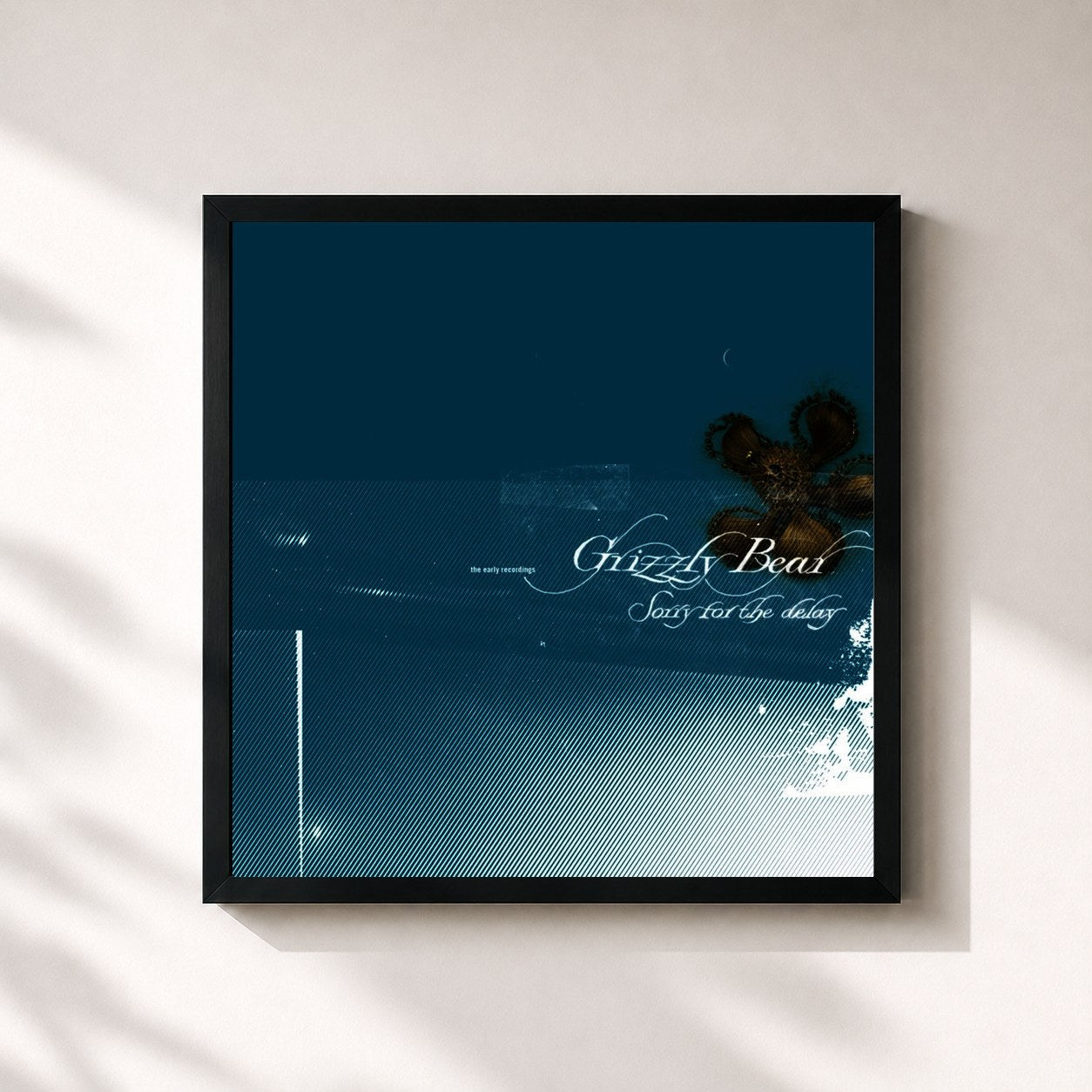 #noir Tableau carré de l'album Sorry for the Delay de Grizzly Bear, cadre noir 32x32 cm