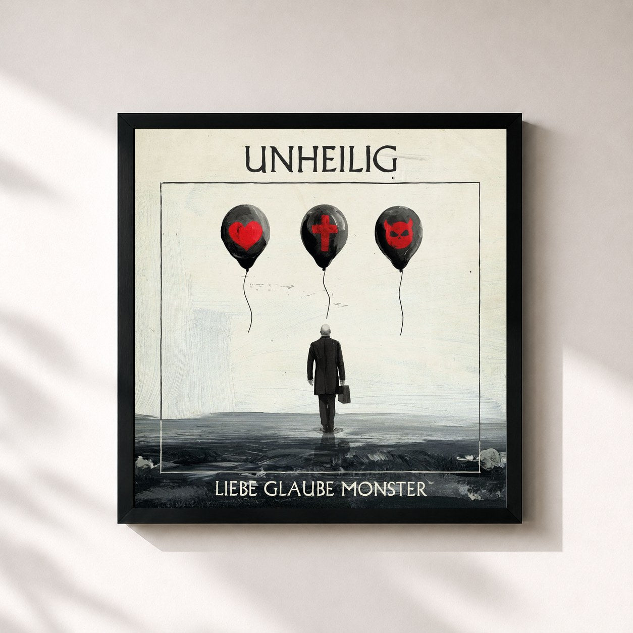 #noir Tableau carré de l'album LIEBE GLAUBE MONSTER de Unheilig, cadre noir 32x32 cm