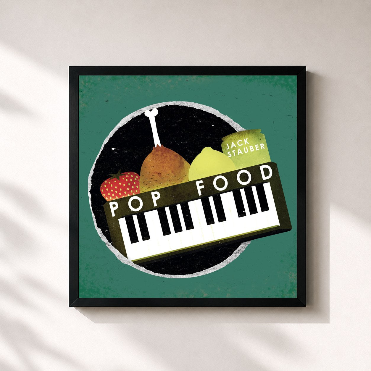 #noir Tableau carré de l'album Pop Food de Jack Stauber, cadre noir 32x32 cm