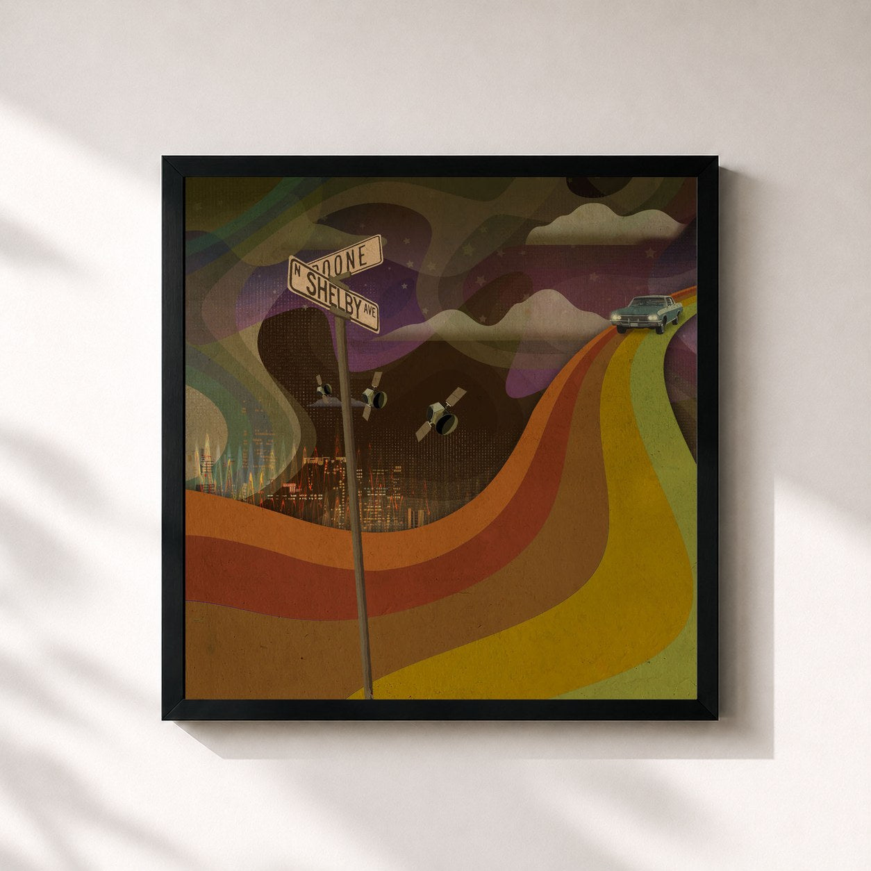 #noir Tableau carré de l'album Shelby Ave de Max Frost, cadre noir 32x32 cm