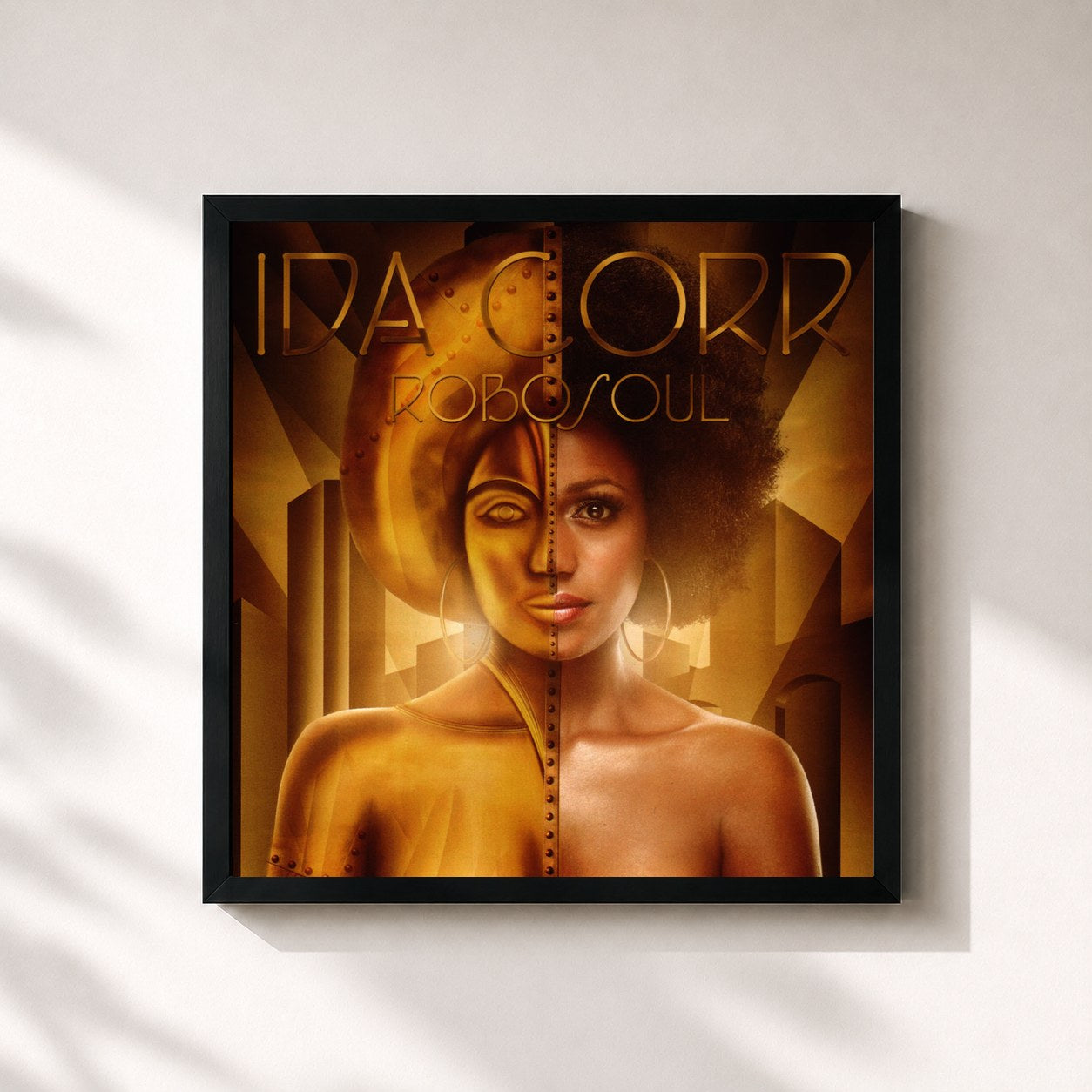 #noir Tableau carré de l'album Robosoul de Ida Corr, cadre noir 32x32 cm