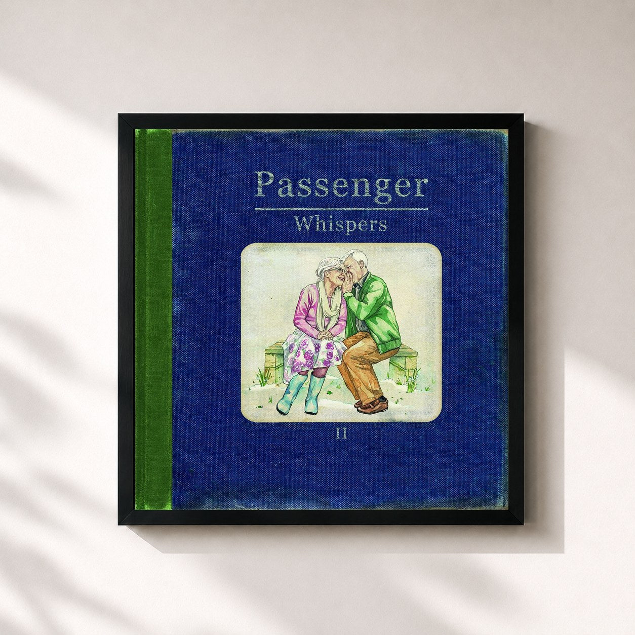 #noir Tableau carré de l'album Whispers II de Passenger, cadre noir 32x32 cm