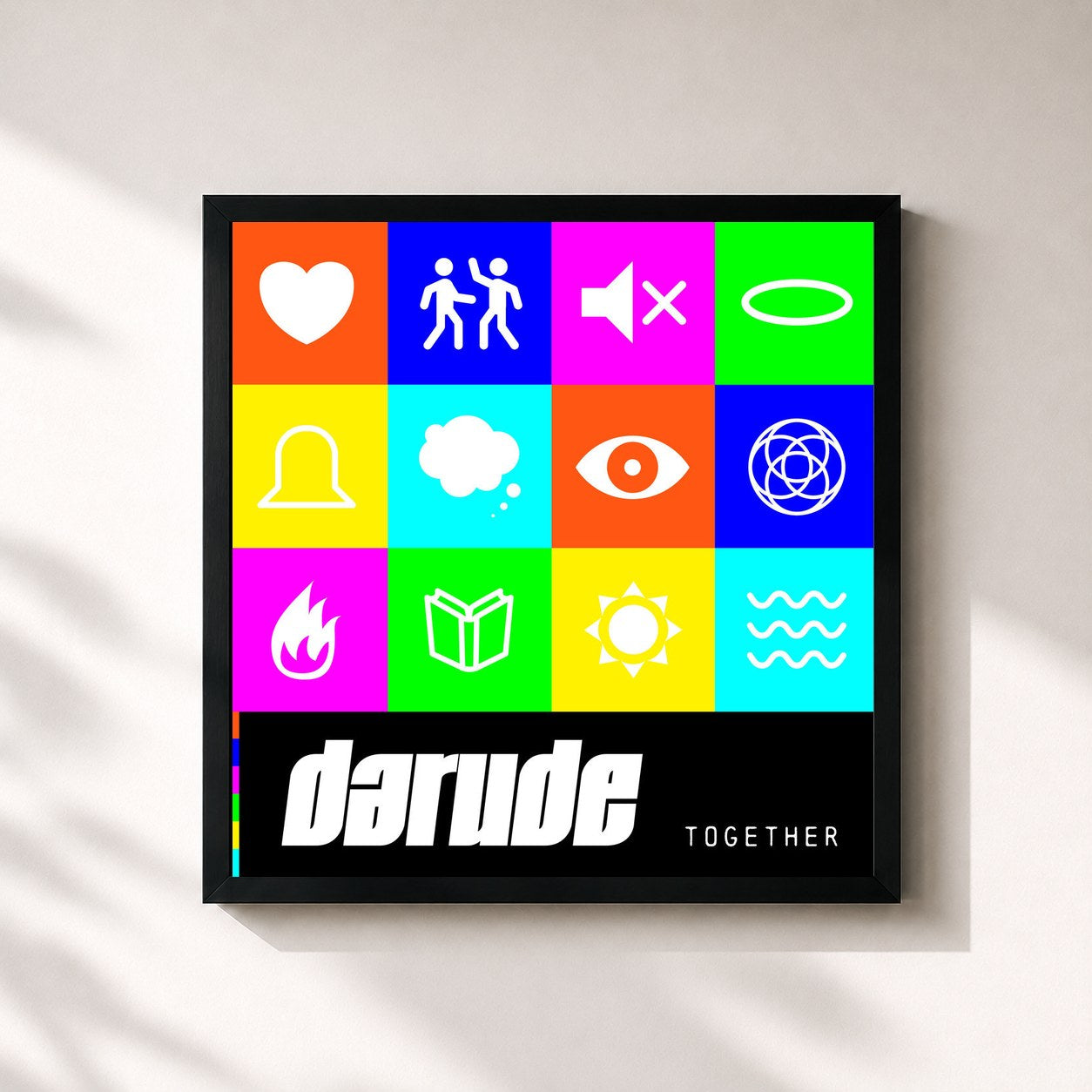 #noir Tableau carré de l'album Together de Darude, cadre noir 32x32 cm