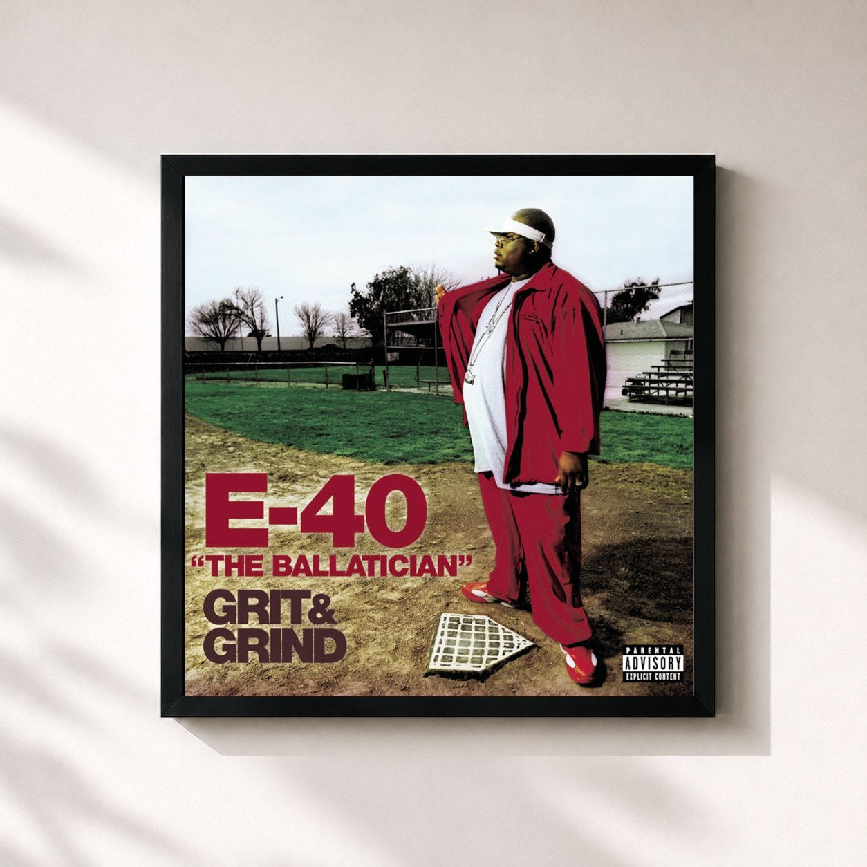 #noir Tableau carré de l'album The Ballatician - Grit & Grind de E-40, cadre noir 32x32 cm