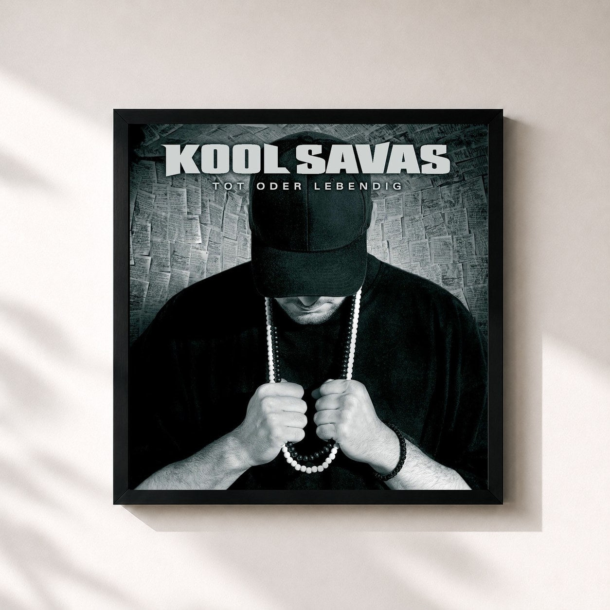 #noir Tableau carré de l'album Tot oder lebendig de Kool Savas, cadre noir 32x32 cm