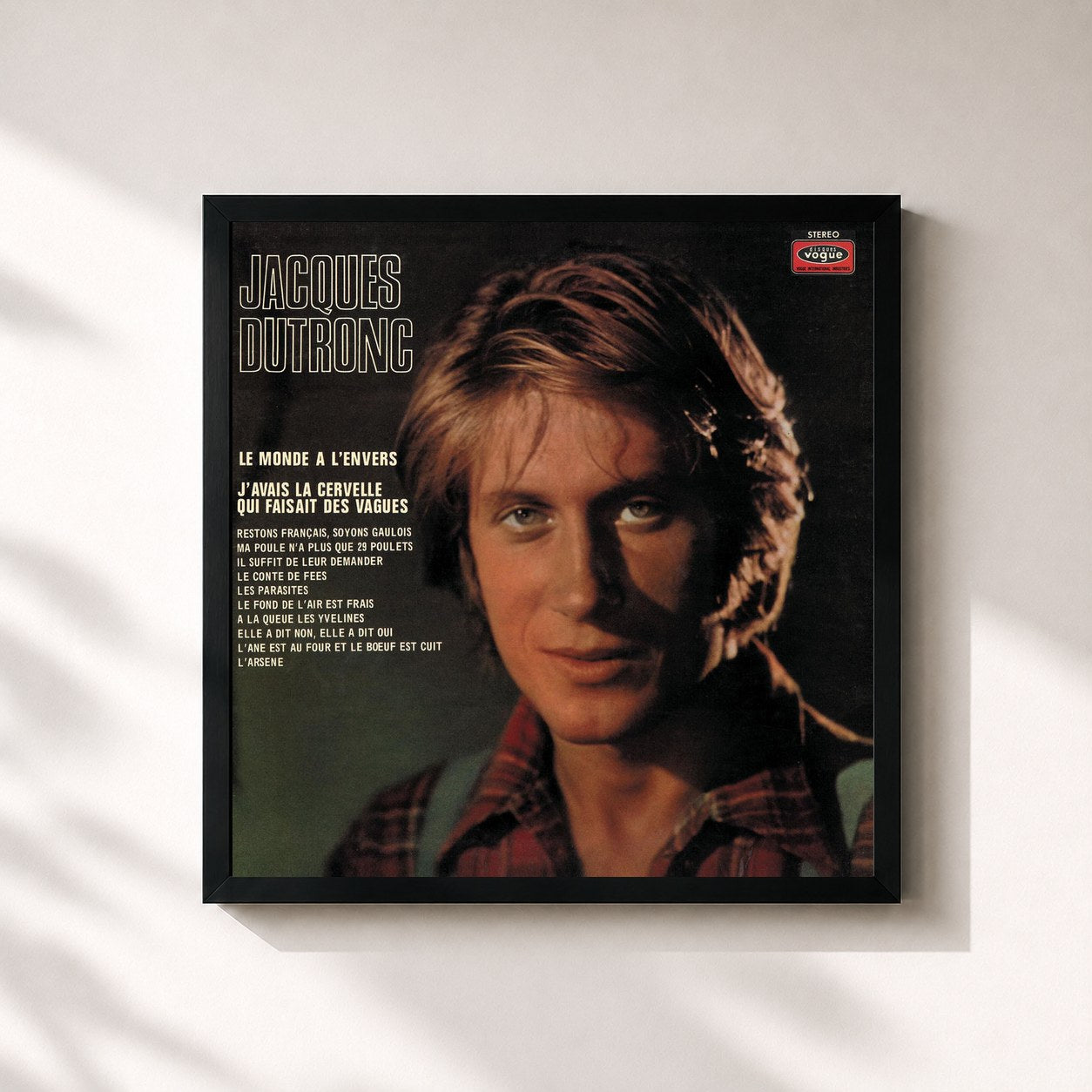 #noir Tableau carré de l'album L'Arsène (Remastered) de Jacques Dutronc, cadre noir 32x32 cm