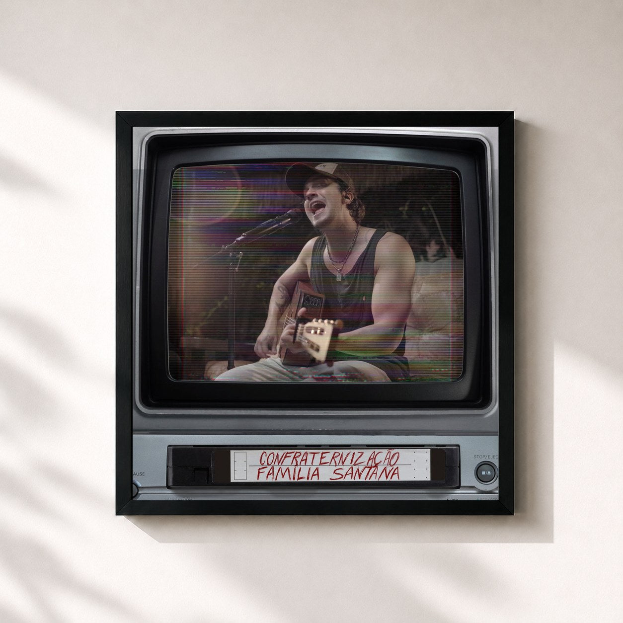 #noir Tableau carré de l'album Confraternização Família Santana 1 de Luan Santana, cadre noir 32x32 cm