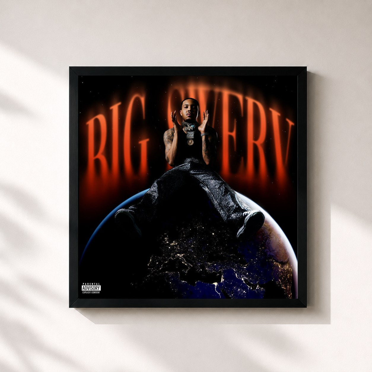 #noir Tableau carré de l'album Big Swerv de G Herbo, cadre noir 32x32 cm