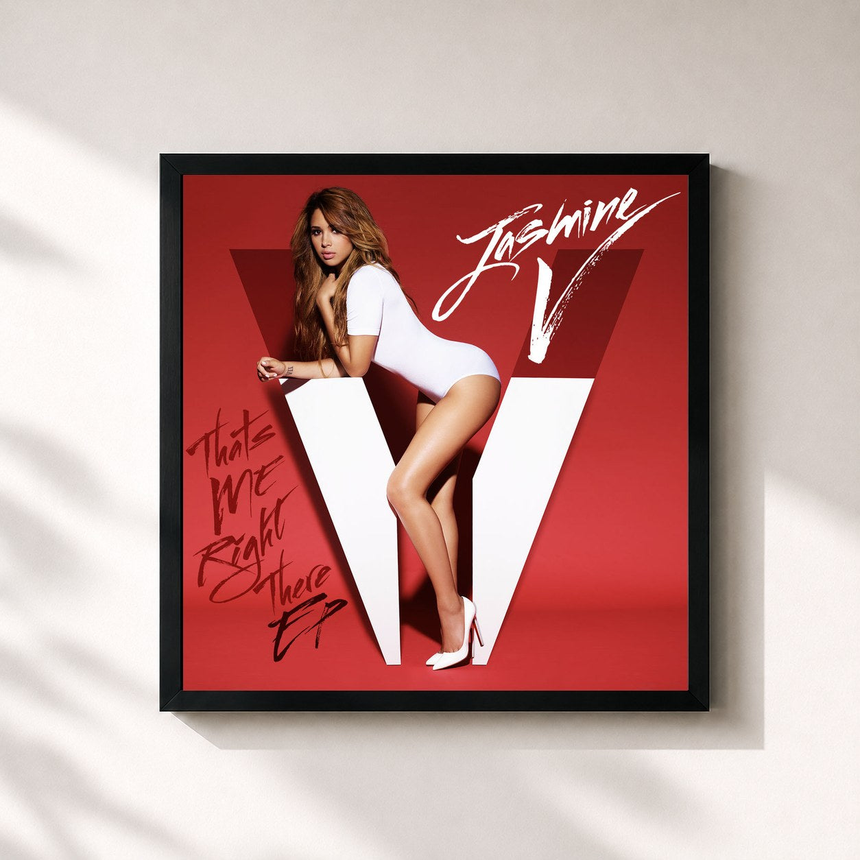 #noir Tableau carré de l'album That’s Me Right There EP de Jasmine V, cadre noir 32x32 cm