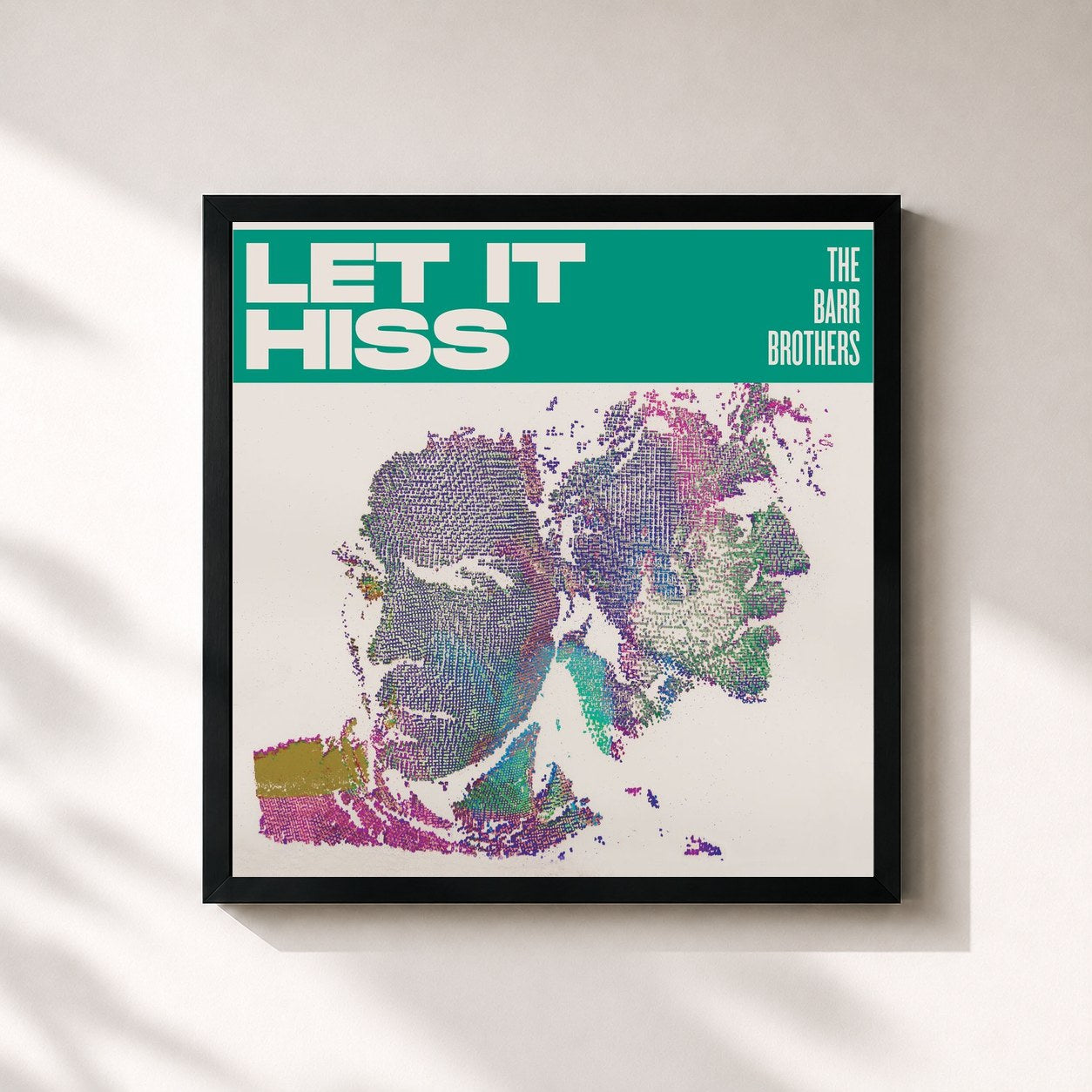 #noir Tableau carré de l'album Let it Hiss de The Barr Brothers, cadre noir 32x32 cm