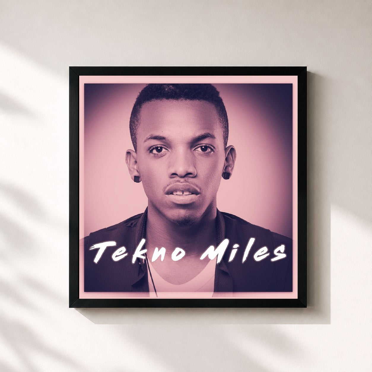 #noir Tableau carré de l'album Tekno Miles de Tekno, cadre noir 32x32 cm