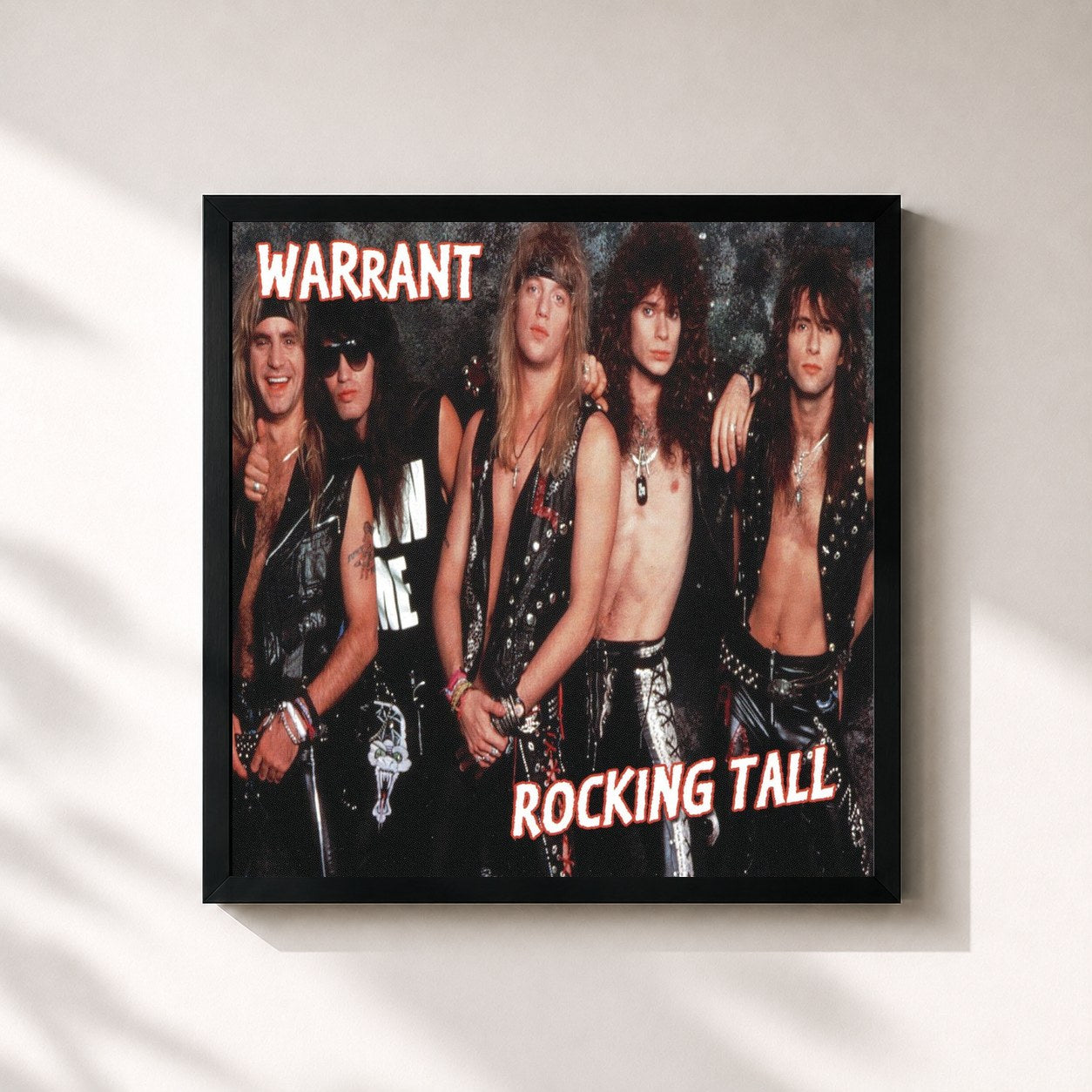 #noir Tableau carré de l'album Rocking Tall de Warrant, cadre noir 32x32 cm
