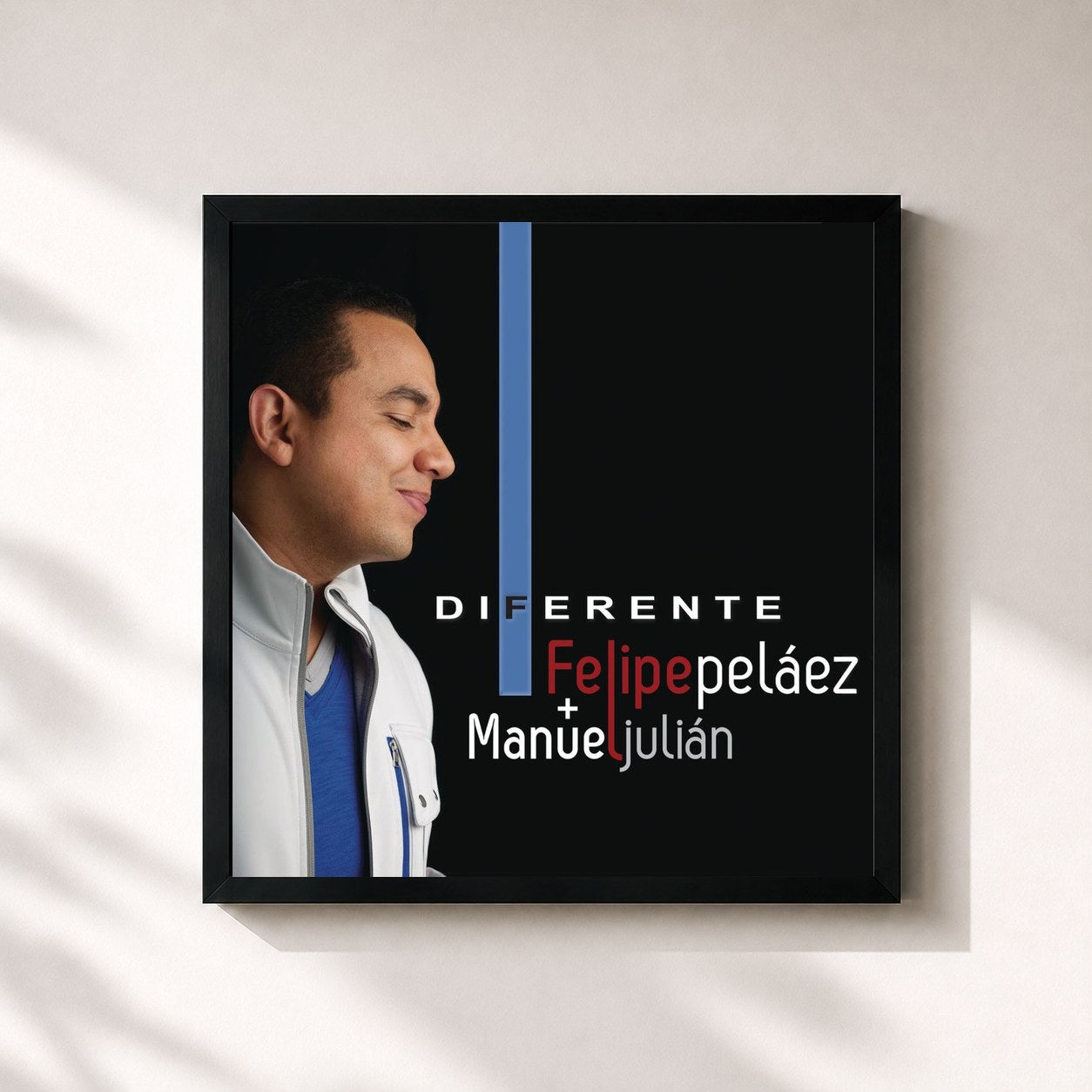#noir Tableau carré de l'album Diferente de Felipe Peláez, cadre noir 32x32 cm