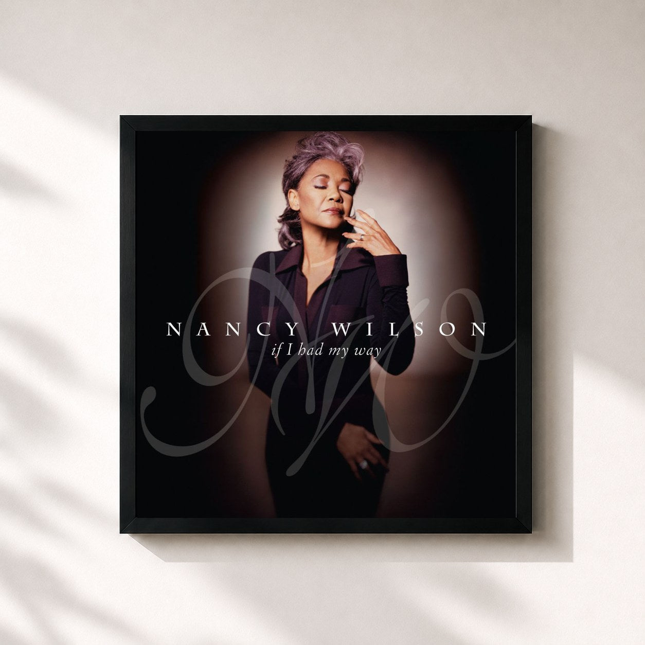 #noir Tableau carré de l'album IF I HAD MY WAY de Nancy Wilson, cadre noir 32x32 cm