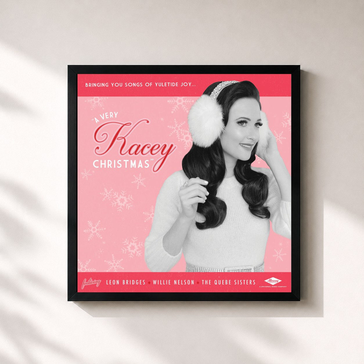 #noir Tableau carré de l'album A Very Kacey Christmas de Kacey Musgraves, cadre noir 32x32 cm