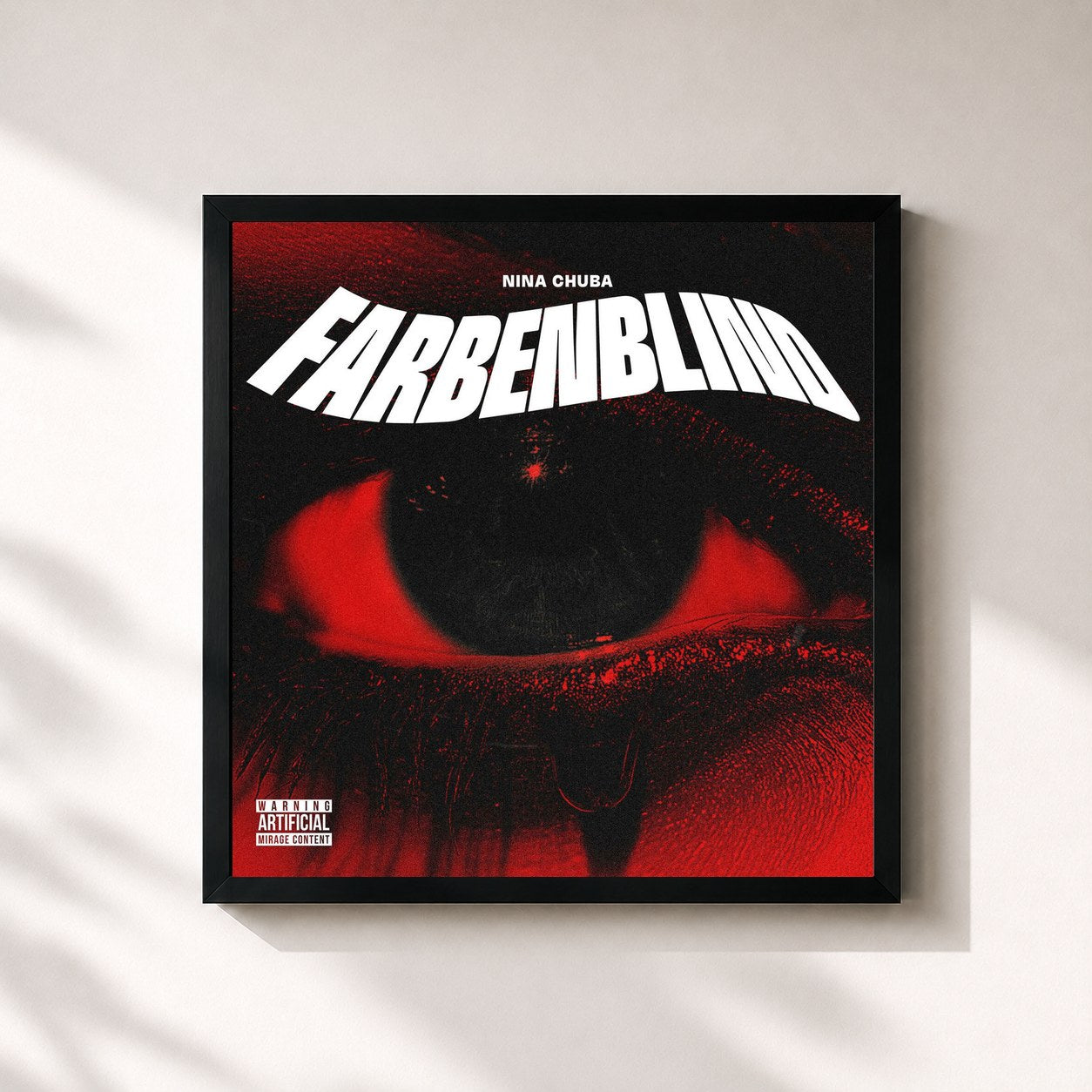 #noir Tableau carré de l'album Farbenblind EP de Nina Chuba, cadre noir 32x32 cm