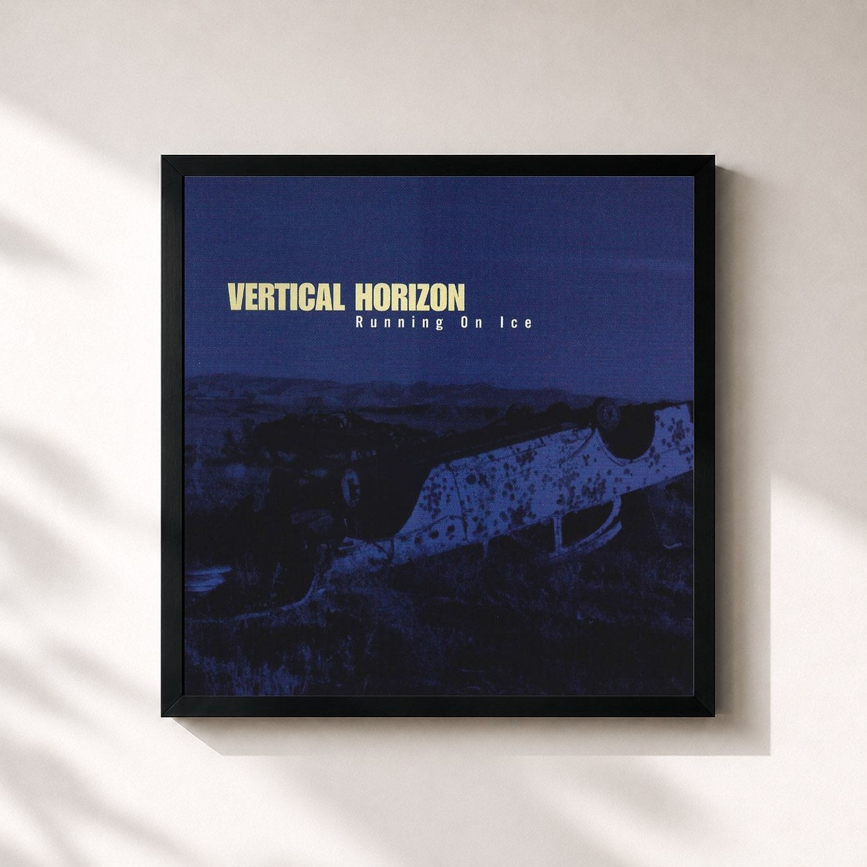 #noir Tableau carré de l'album Running on Ice de Vertical Horizon, cadre noir 32x32 cm