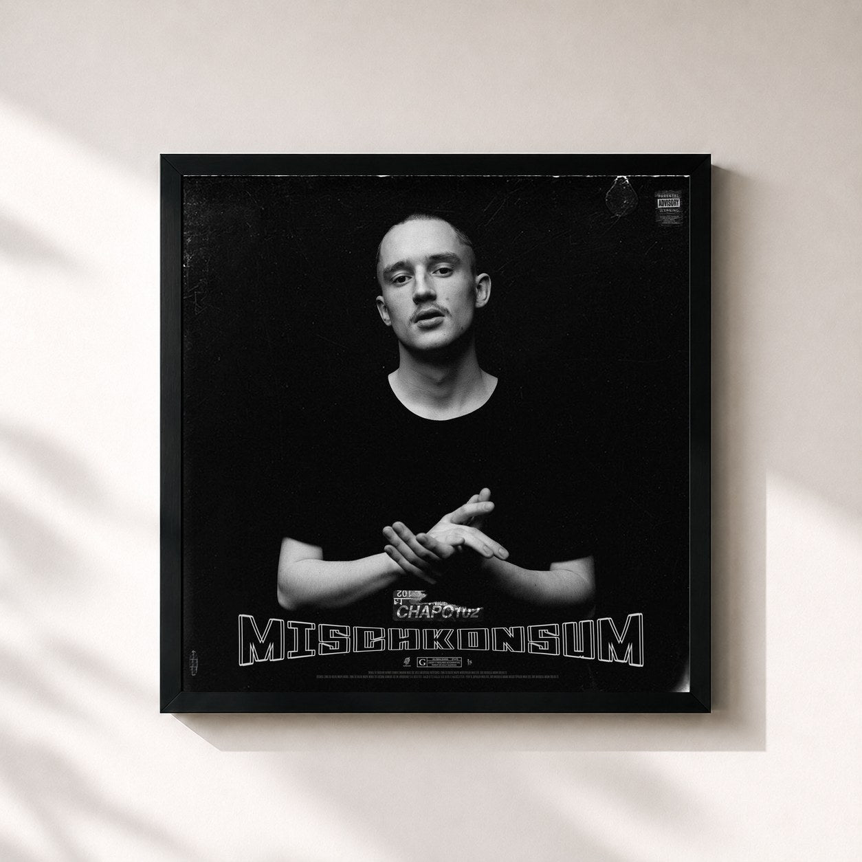 #noir Tableau carré de l'album MISCHKONSUM EP de Chapo102, cadre noir 32x32 cm