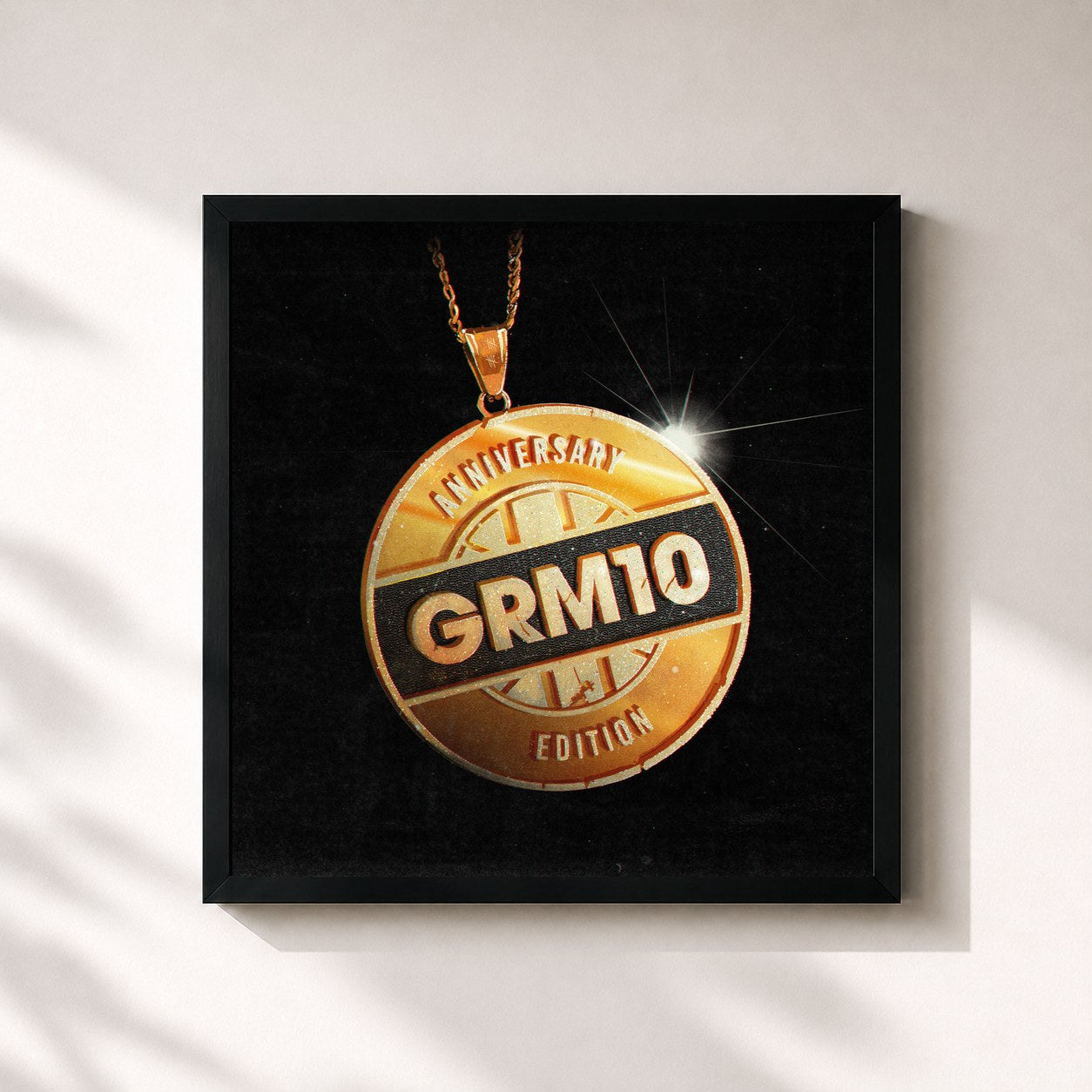 #noir Tableau carré de l'album GRM 10 de GRM Daily, cadre noir 32x32 cm