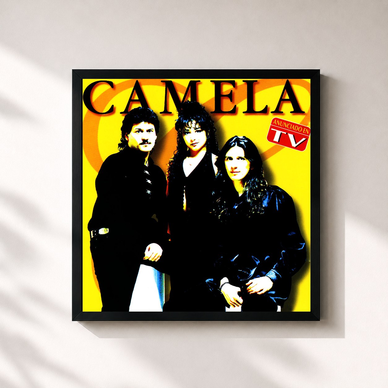 #noir Tableau carré de l'album No Puedo Estar Sin Él de Camela, cadre noir 32x32 cm