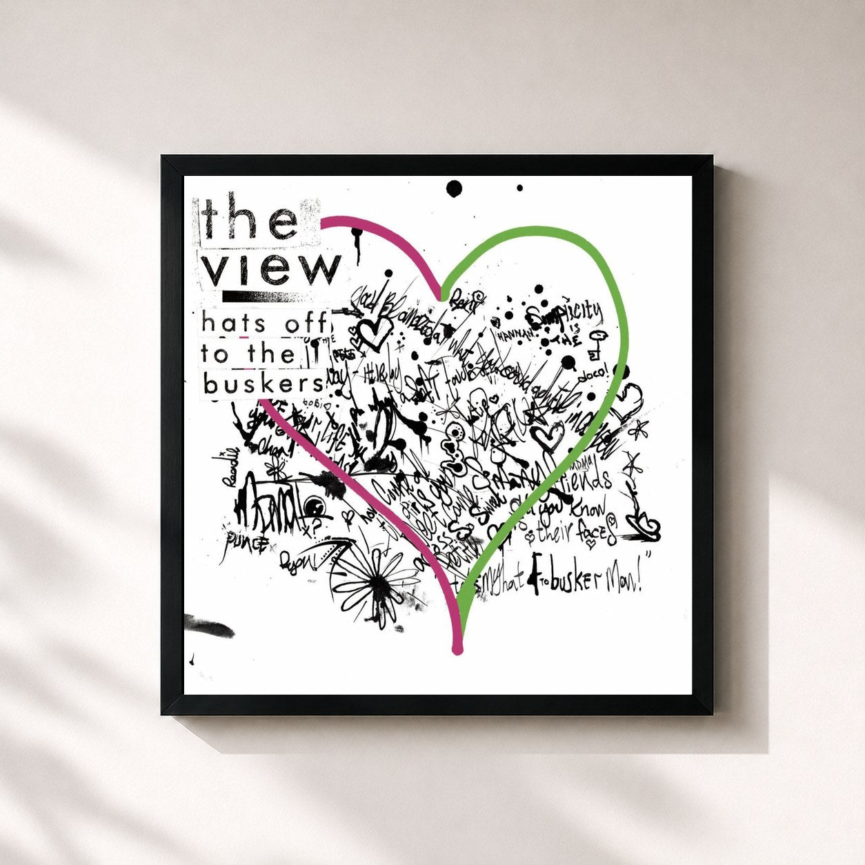 #noir Tableau carré de l'album Hats Off To The Buskers de The View, cadre noir 32x32 cm